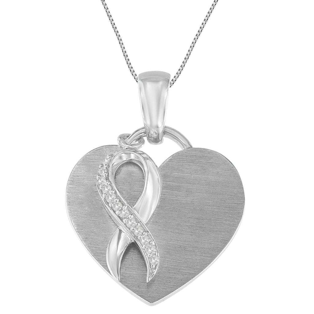 .925 Sterling Silver 1/10 cttw Diamond Heart Pendant Necklace (H-I, I1-I2) - Friggin Jewelry