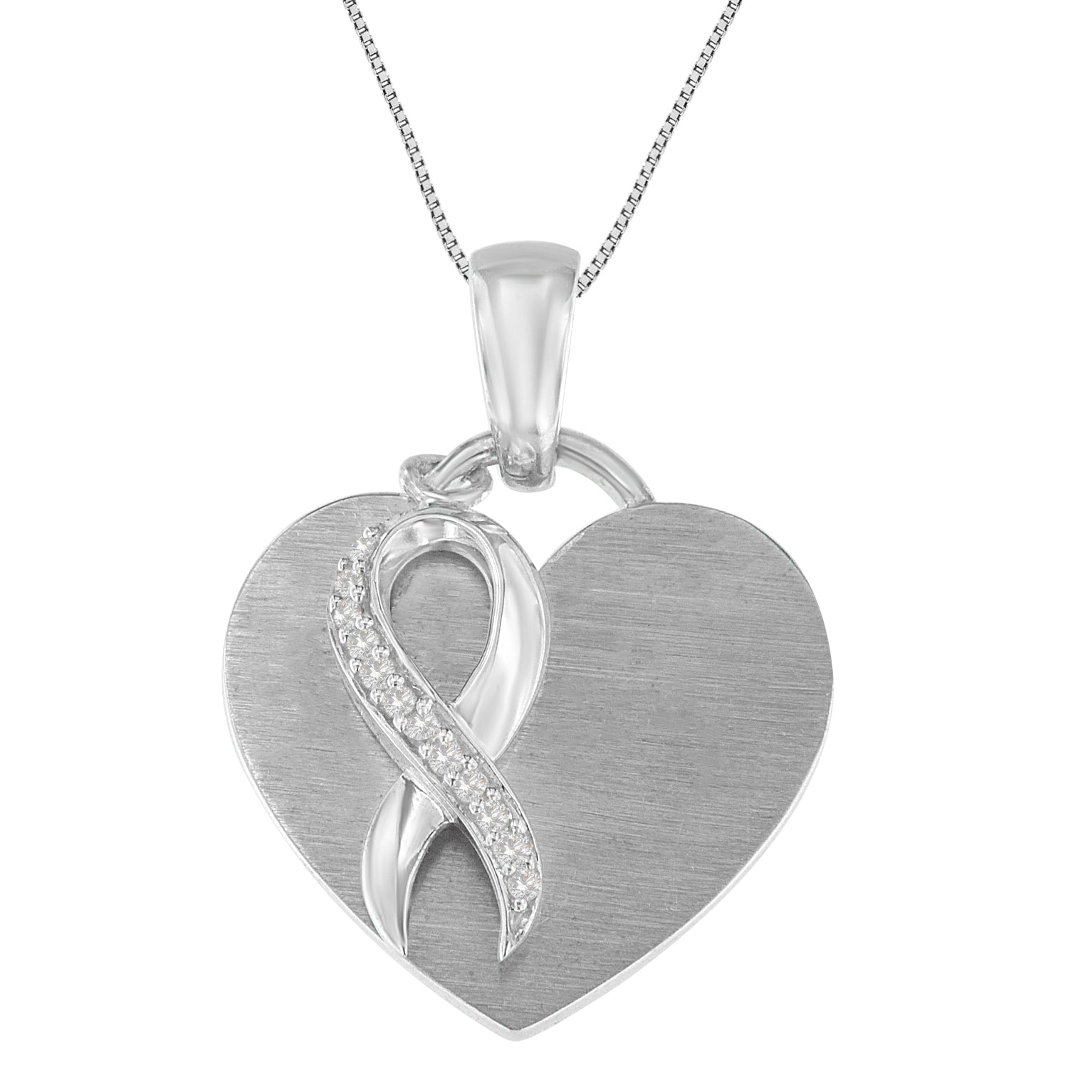 .925 Sterling Silver 1/10 cttw Diamond Heart Pendant Necklace (H-I, I1-I2) - Friggin Jewelry