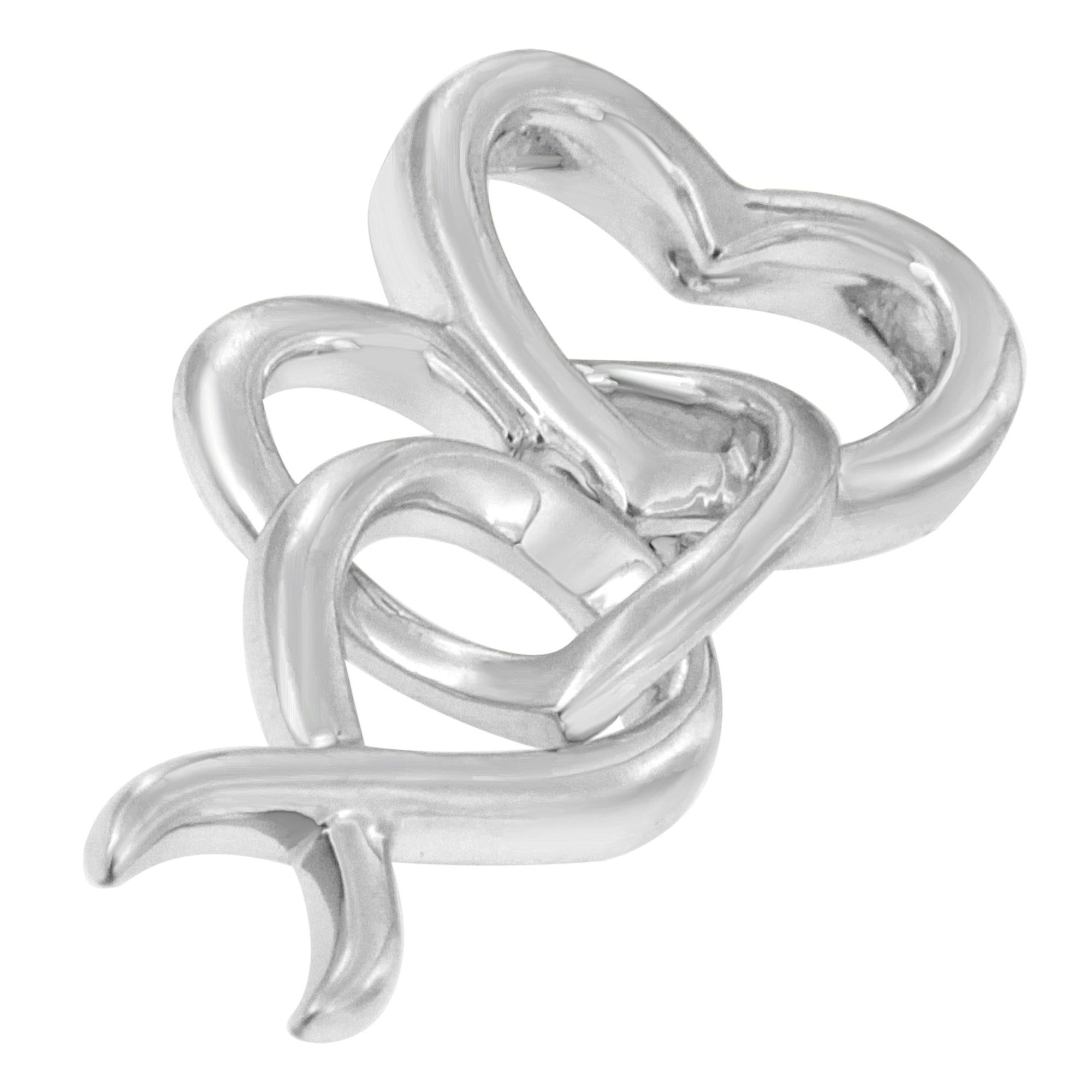 .925 Sterling Silver Double-Heart & Awareness Ribbon Linked Pendant Necklace - Friggin Jewelry