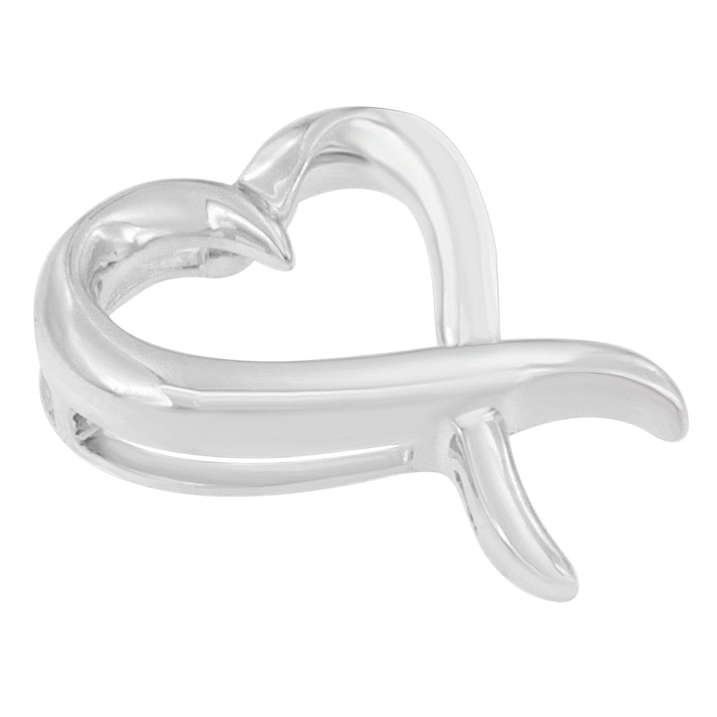 .925 Sterling Silver Open Heart-Shaped Awareness Ribbon Pendant Necklace - Friggin Jewelry