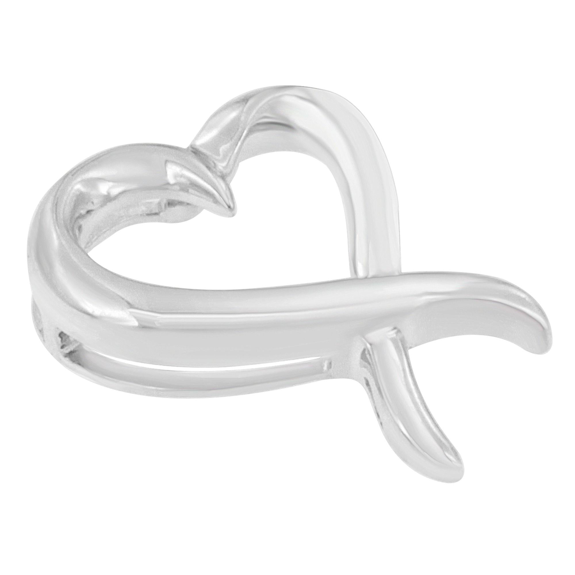 .925 Sterling Silver Open Heart-Shaped Awareness Ribbon Pendant Necklace - Friggin Jewelry