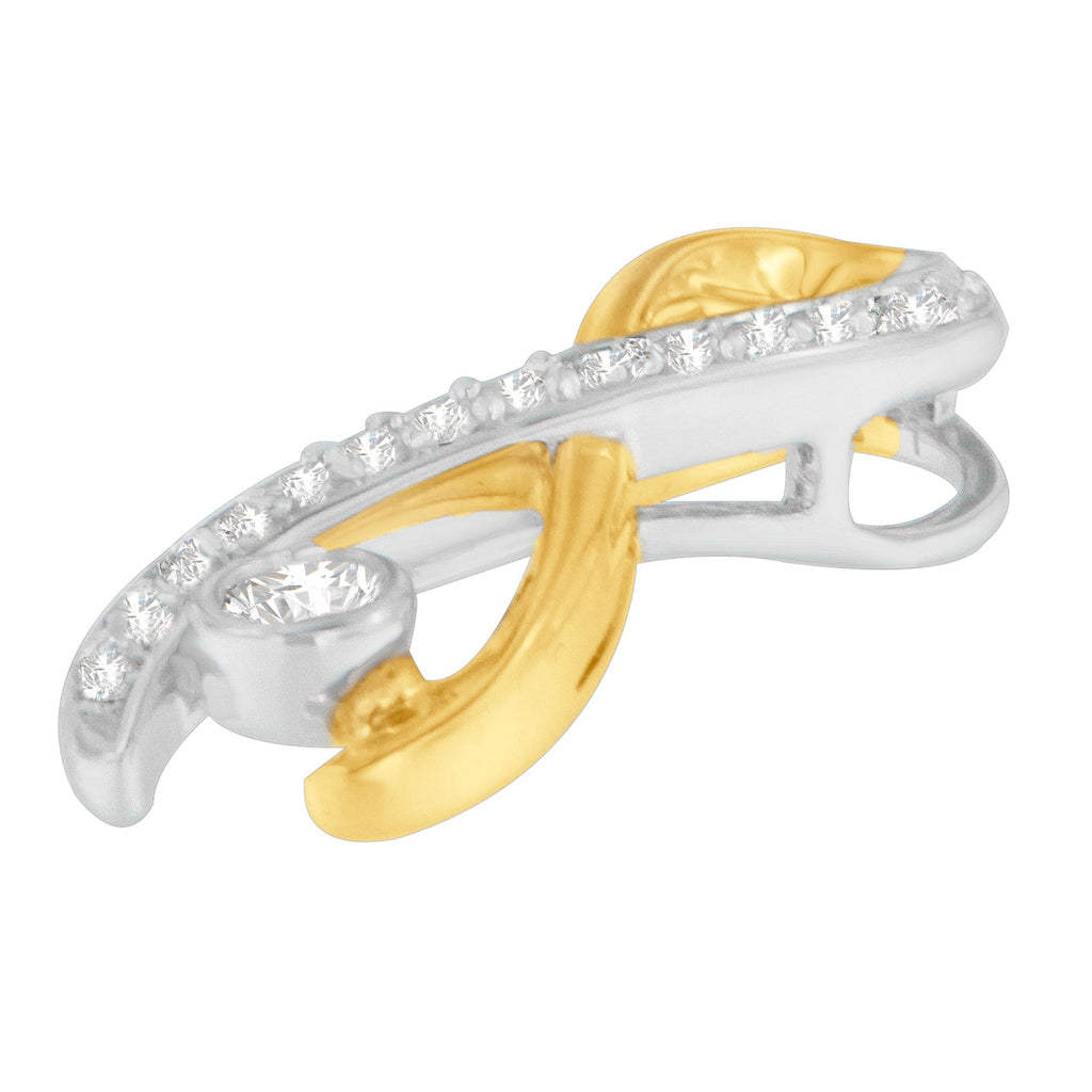 Collana con ciondolo a nastro radiante in oro bicolore 10K con diamanti da 1/5 cttw (HI, I1-I2) - Friggin Jewelry
