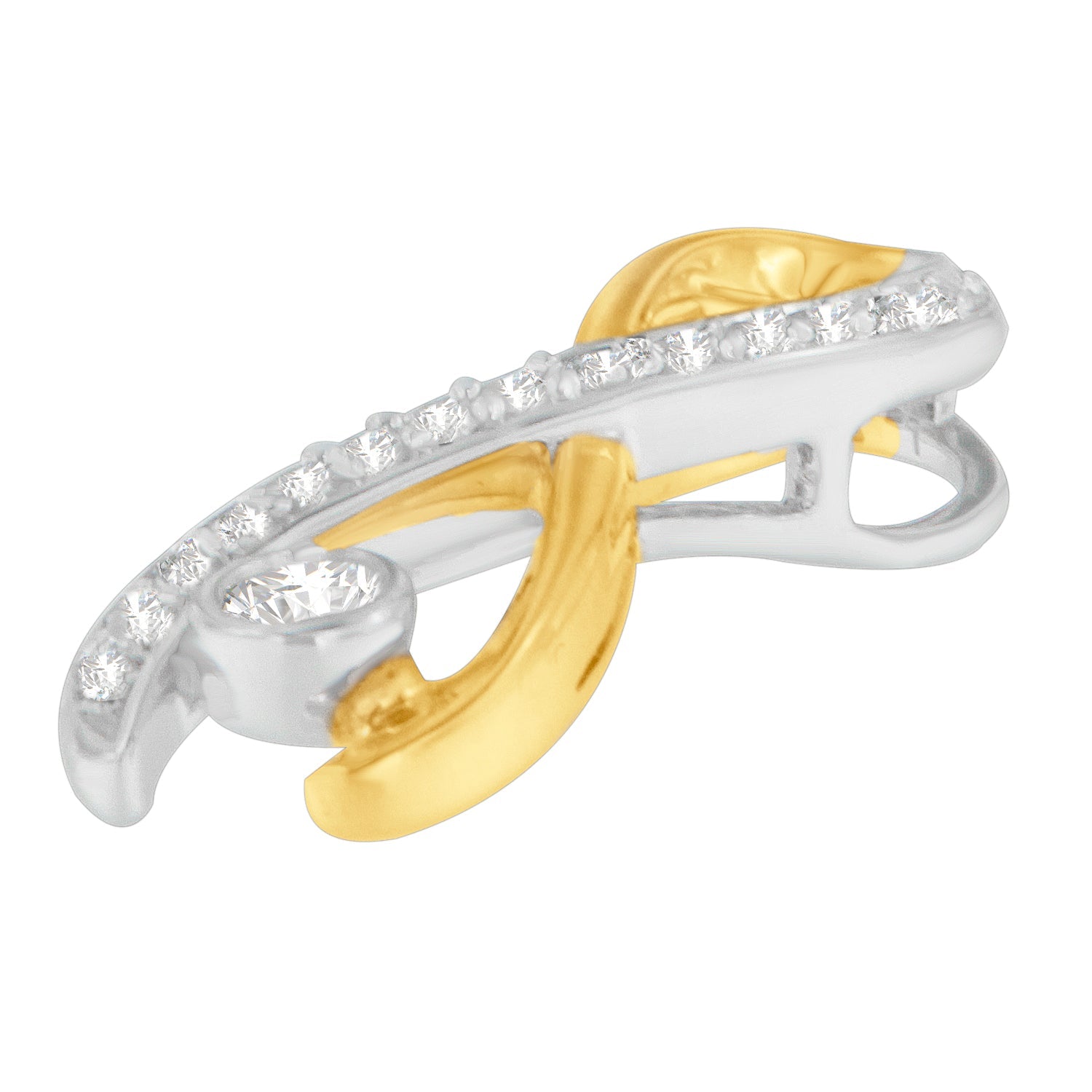 Collana con ciondolo a nastro radiante in oro bicolore 10K con diamanti da 1/5 cttw (HI, I1-I2) - Friggin Jewelry