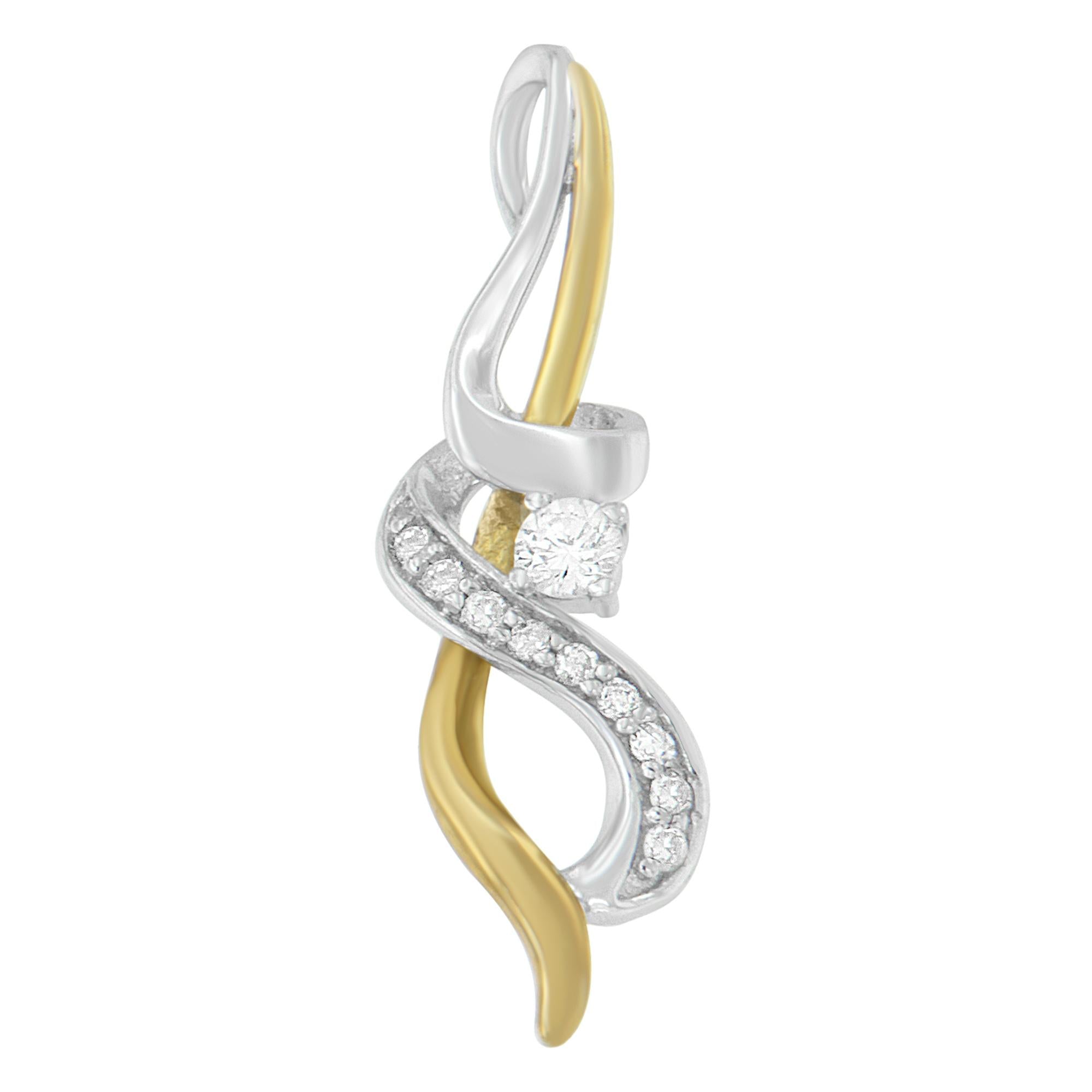 Collar Espira con colgante de espiral entrelazado de diamantes de 1/5 ct en oro bicolor de 10 quilates (JK, I1-I2) - Friggin Jewelry