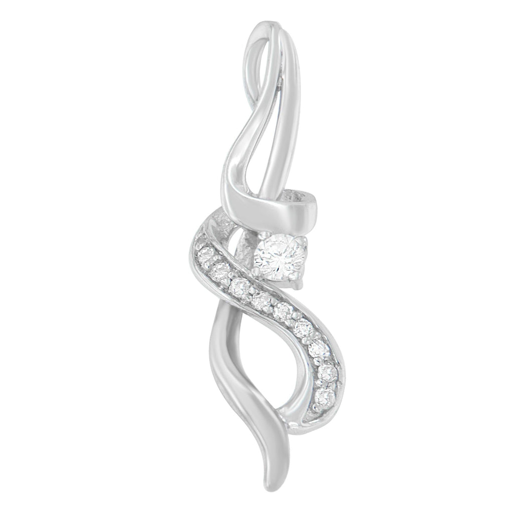 Collar Espira con colgante de espiral de diamantes de talla redonda de 1/5 ct en oro blanco de 10 quilates (JK, I1-I2) - Friggin Jewelry