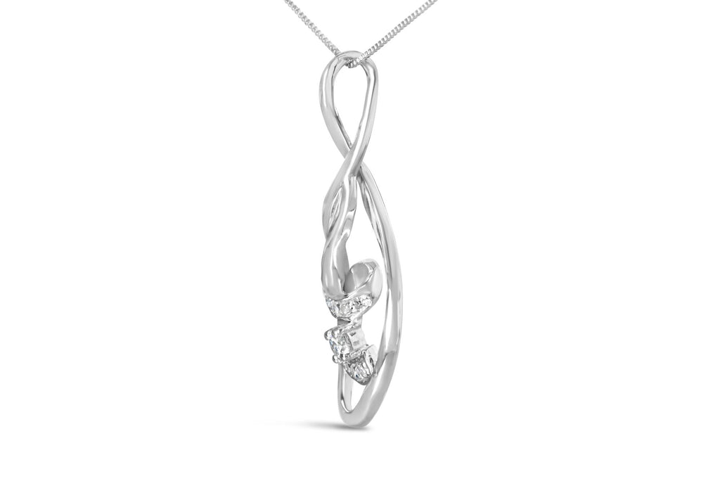 Collar Espira con colgante en espiral de diamantes de talla redonda de 1/8 ct en oro blanco de 10 quilates (IJ, I1-I2) - Friggin Jewelry