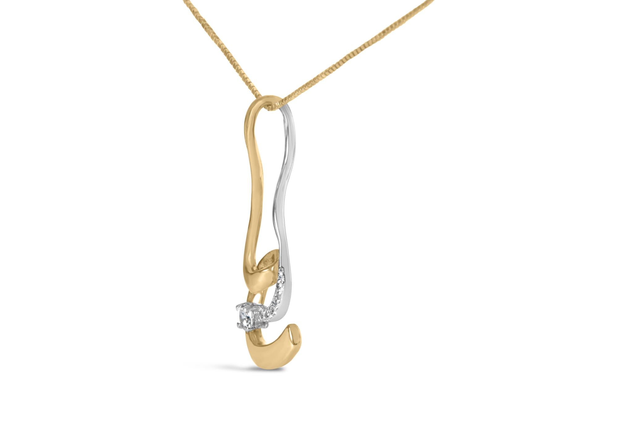 Espira 10K Two-Tone Gold 1/10 cttw Round Cut Diamond Swirl Pendant Necklace (I-J, I2-I3) - Friggin Jewelry