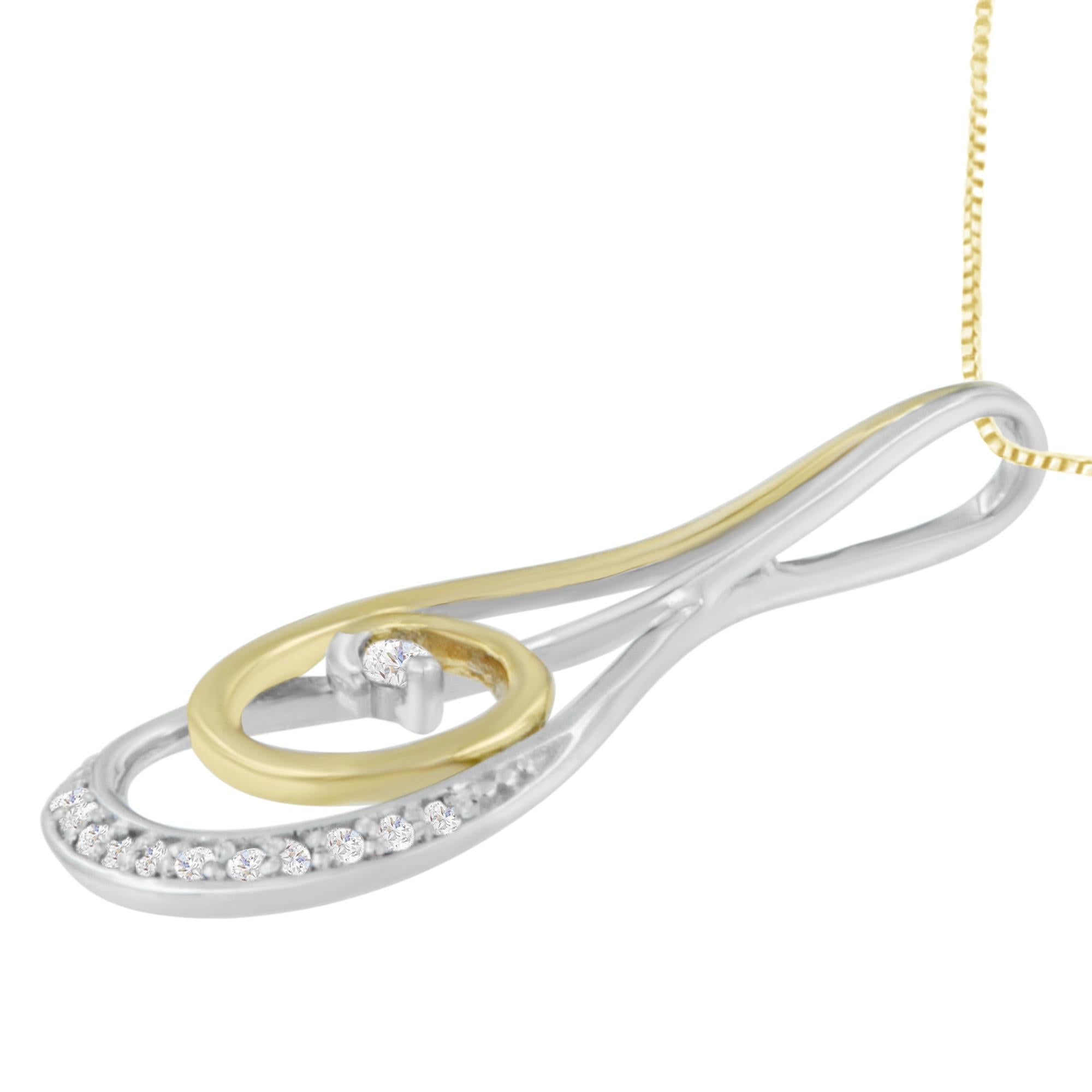 Espira 10K Two-Tone Gold Round Cut Diamond Sparkling Spiral Pendant Necklace (1/6 cttw, J-K Color, I2-I3 Clarity) - Friggin Jewelry