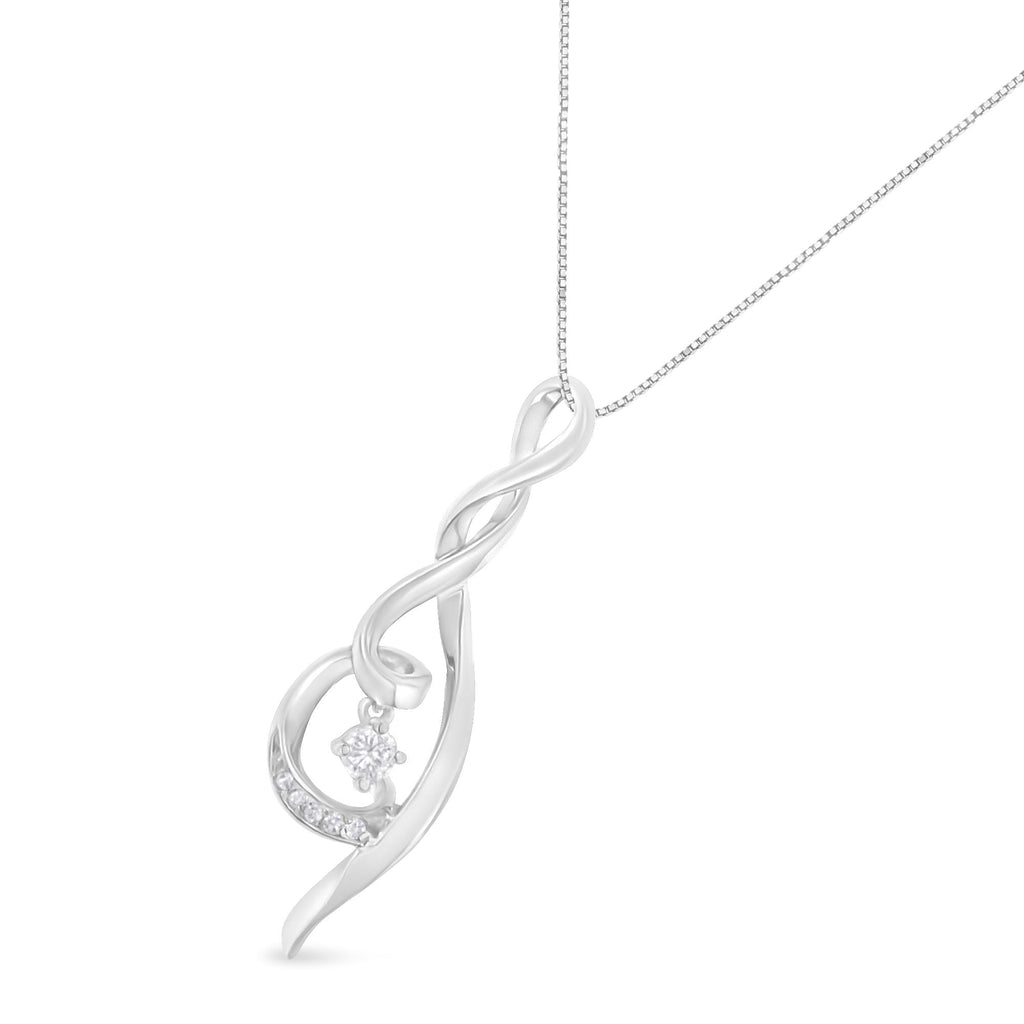 Espira 10K White Gold 1/10 cttw Diamond Swirl Pendant Necklace (I-J, I1-I2) - Friggin Jewelry