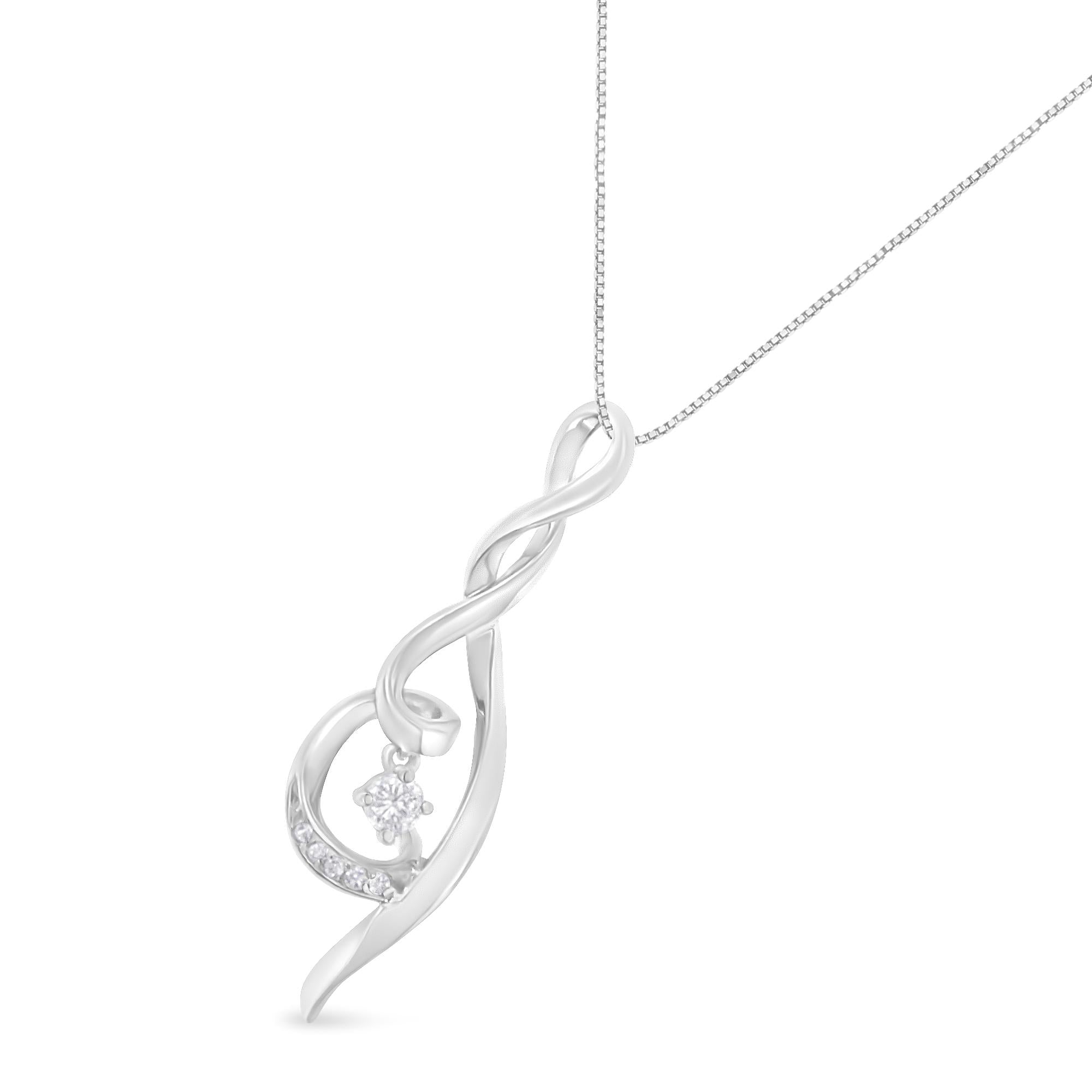 Collar Espira con colgante de espiral de diamantes de 1/10 ct en oro blanco de 10 quilates (IJ, I1-I2) - Friggin Jewelry
