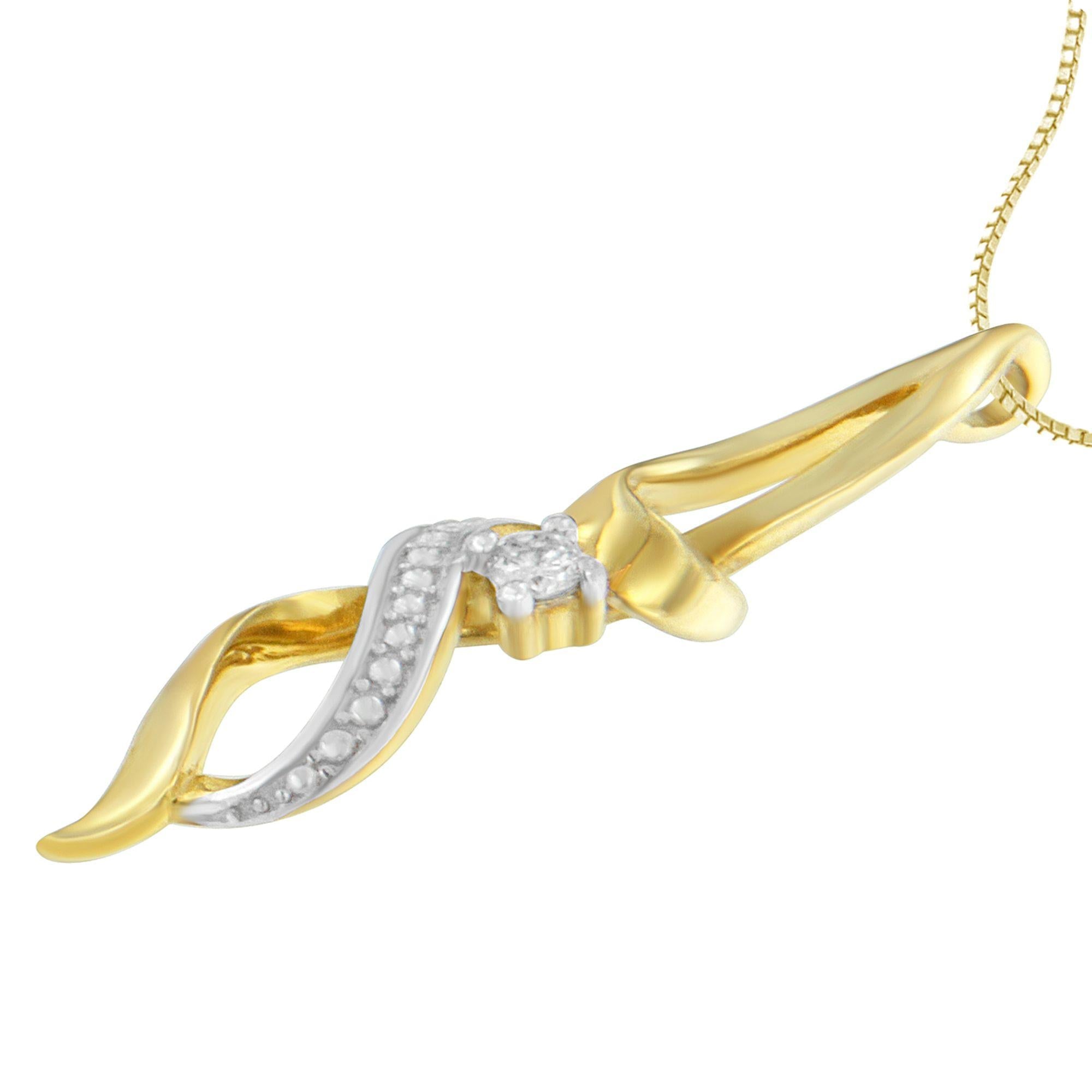 Collar Espira con colgante en espiral de oro amarillo de 10 quilates y 1/20 ct de diamantes de talla redonda (HI, I1-I2) - Friggin Jewelry