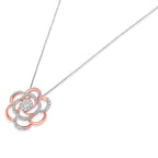 Collar con colgante de flor chapado en oro rosa de 10 quilates y diamante redondo de 1/2 ct (HI, I1-I2) - Friggin Jewelry