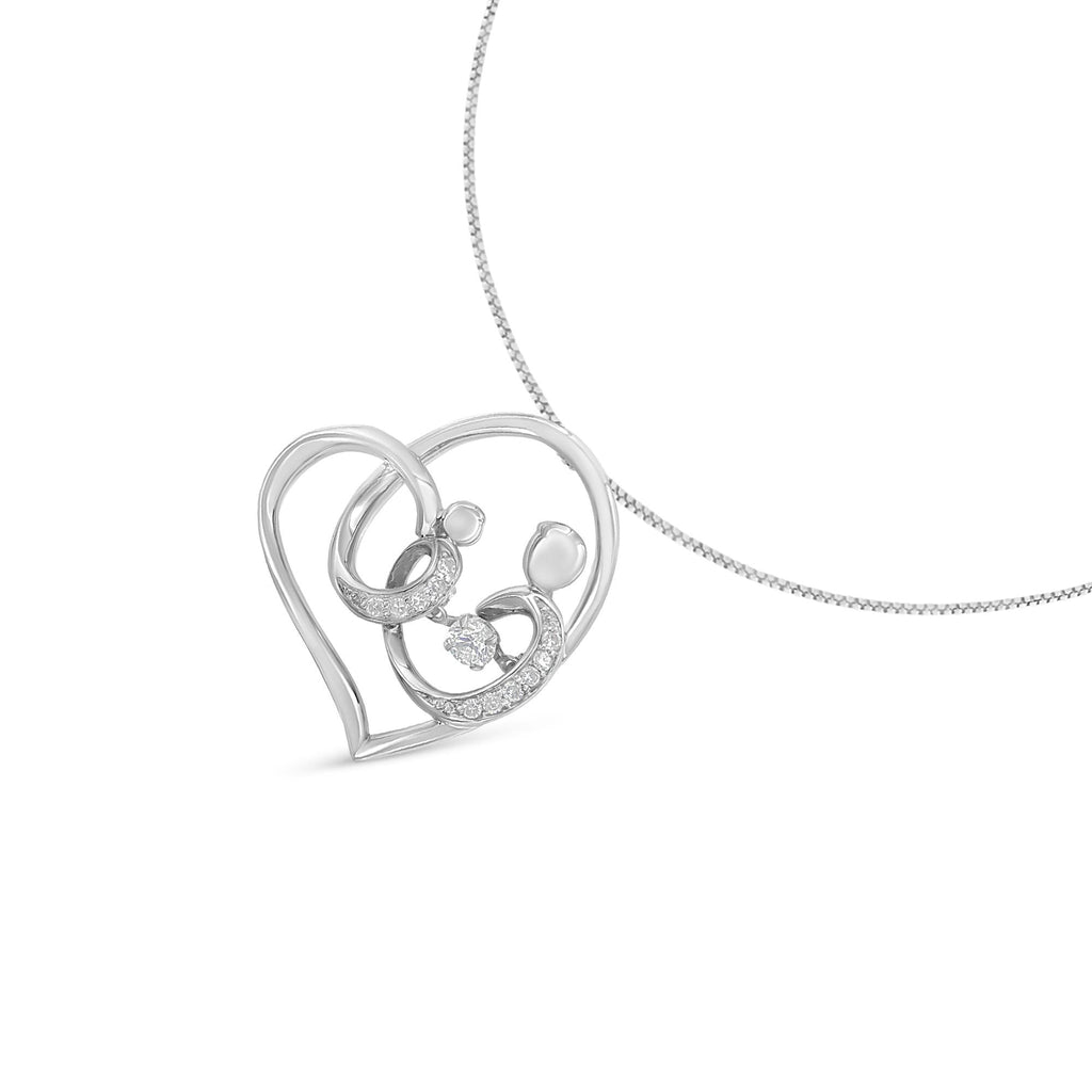 .925 Sterling Silver 1/6 cttw Diamond Heart Pendant Necklace (H-I, I1-I2) - Friggin Jewelry