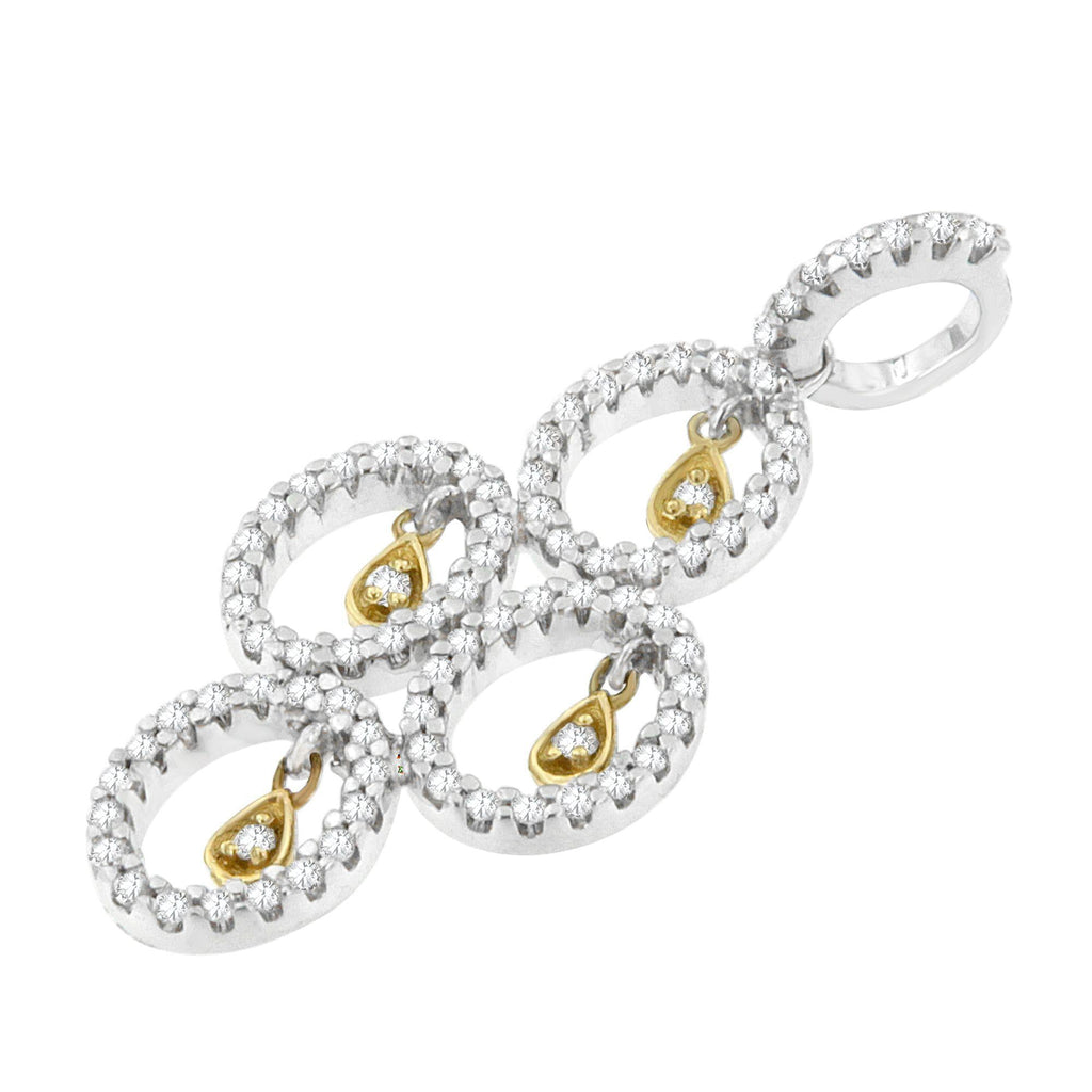 Collar con colgante de diamantes redondos de 2/5 cttw en oro bicolor de 14 quilates (HI, I1-I2) - Friggin Jewelry