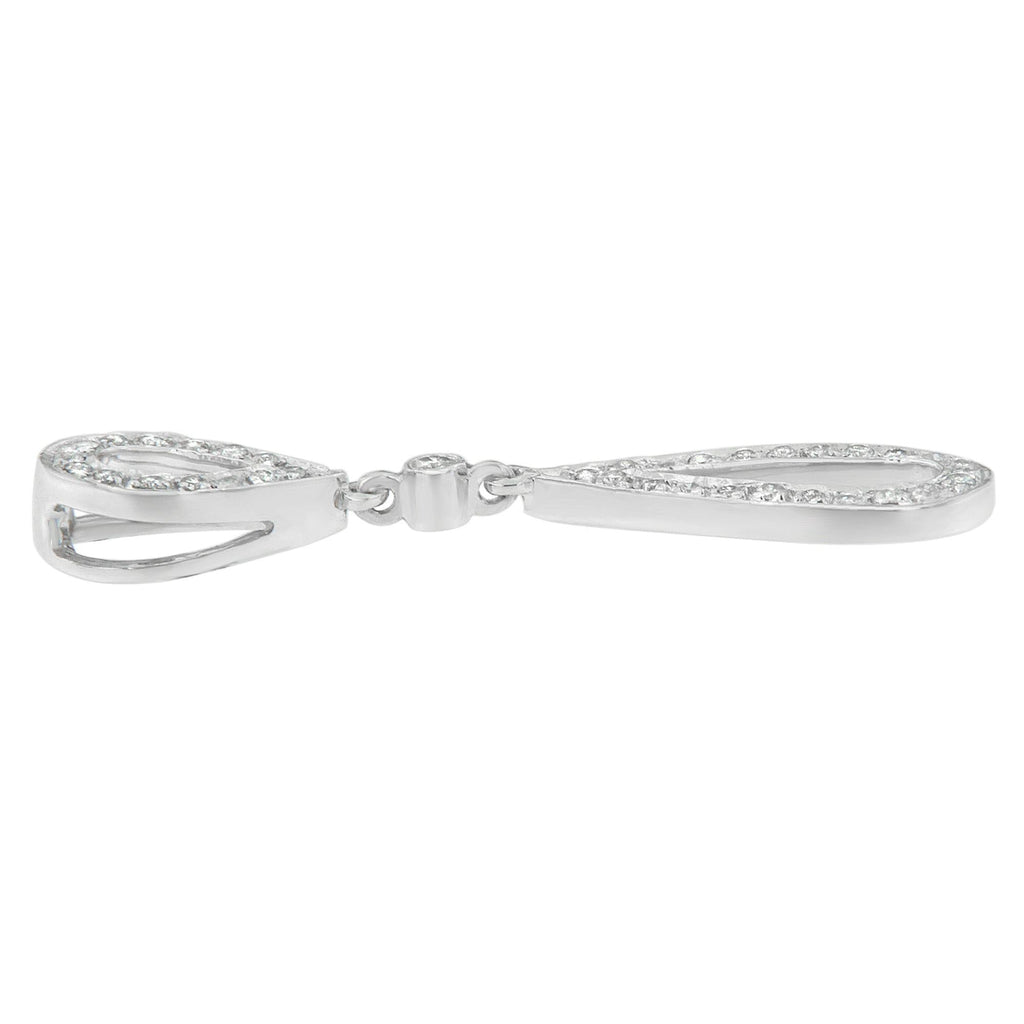 Collar con colgante de doble lágrima de diamantes de talla redonda de 1/4 ct en oro blanco de 14 quilates (HI, I2-I3) - Friggin Jewelry