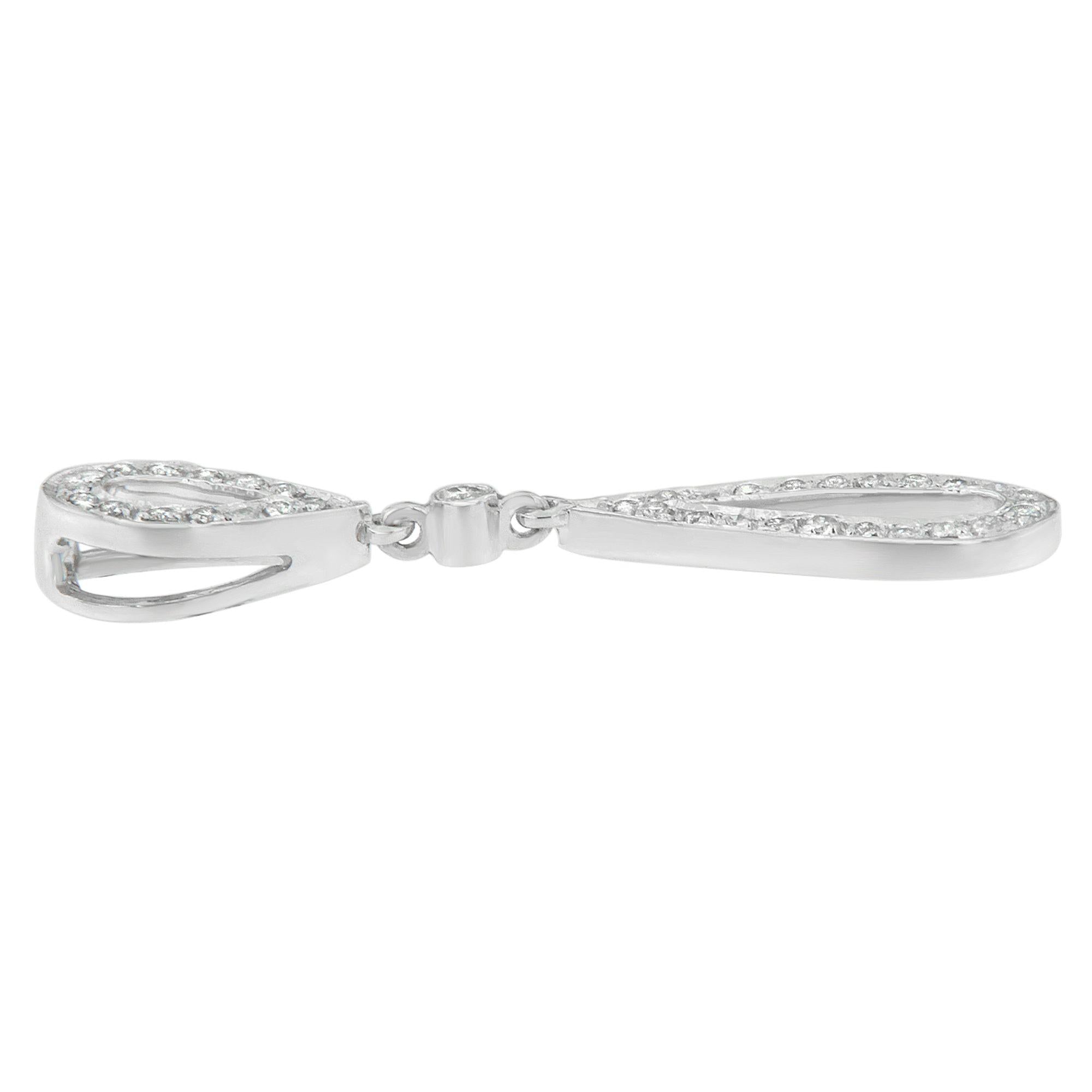 Collar con colgante de doble lágrima de diamantes de talla redonda de 1/4 ct en oro blanco de 14 quilates (HI, I2-I3) - Friggin Jewelry