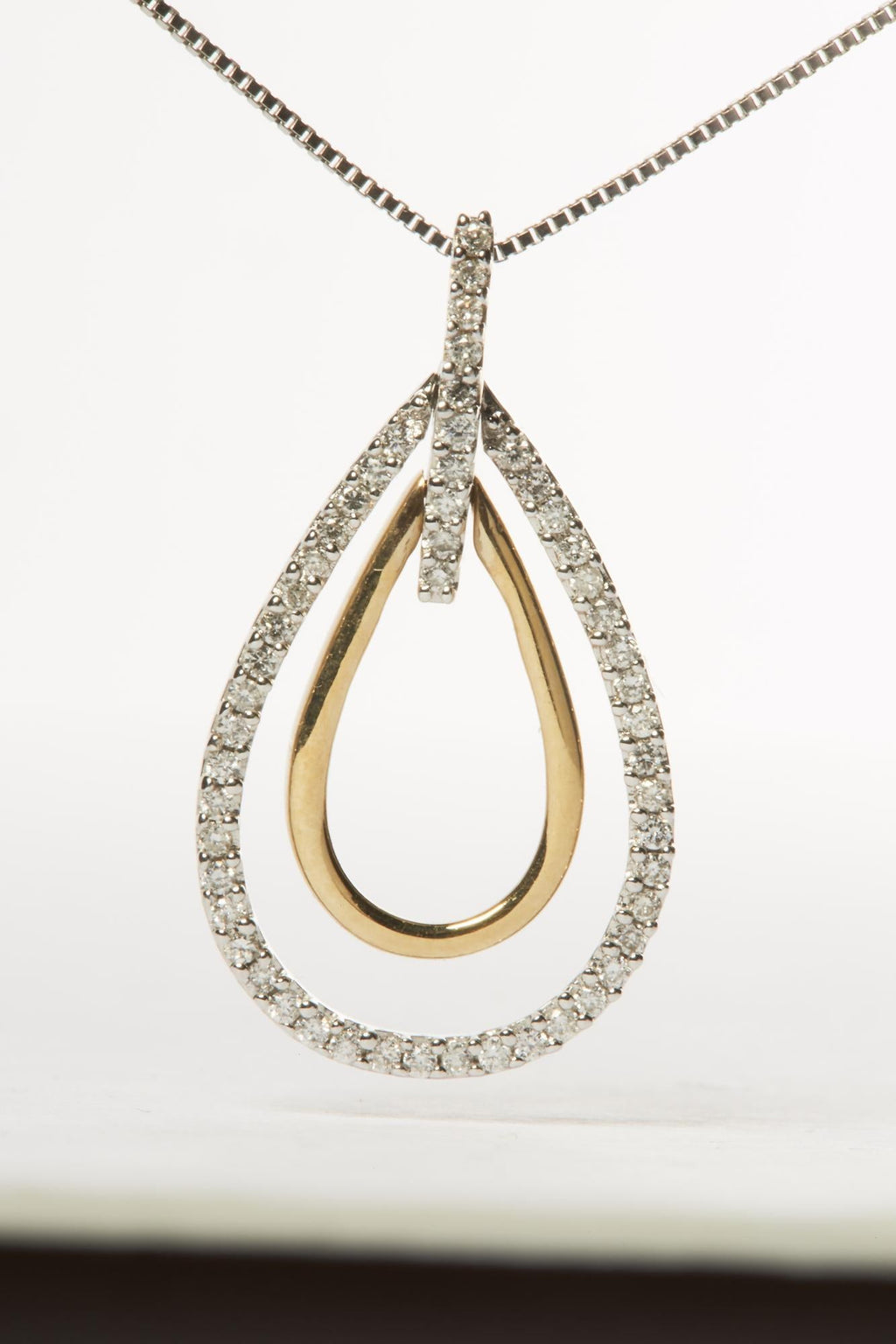 Collana con pendente a doppia esplosione di diamanti taglio rotondo in oro bicolore 14K (1/4 cttw, colore HI, purezza SI2-I1) - Friggin Jewelry