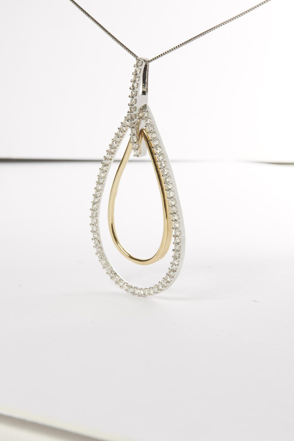 Collana con pendente a doppia esplosione di diamanti taglio rotondo in oro bicolore 14K (1,00 cttw, colore HI, purezza SI2-I1) - Friggin Jewelry