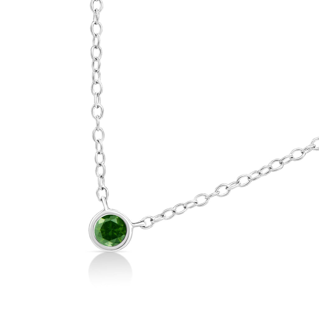 Collar con colgante ajustable solitario de 40,6 a 45,7 cm en plata de ley 925 con diamantes de colores de 1/10 ct y engaste en bisel (color realzado, claridad I1-I2) - Friggin Jewelry