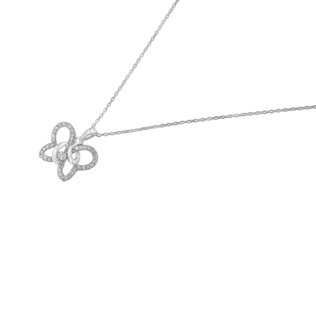 .925 Sterling Silver 1/4 cttw Prong-Set Diamond Butterfly 18" Pendant Necklace (H-I Color, I1-I2 Clarity) - Friggin Jewelry