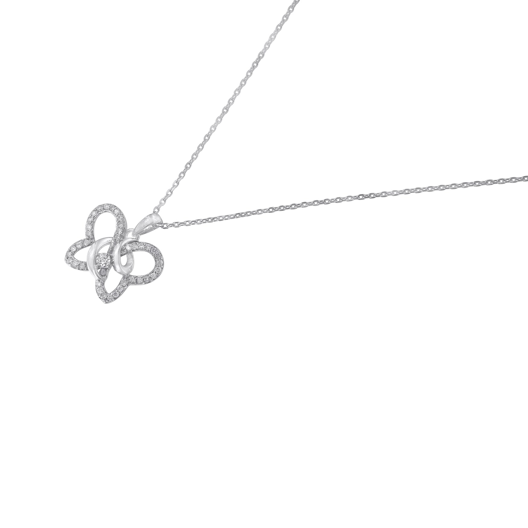 .925 Sterling Silver 1/4 cttw Prong-Set Diamond Butterfly 18" Pendant Necklace (H-I Color, I1-I2 Clarity) - Friggin Jewelry