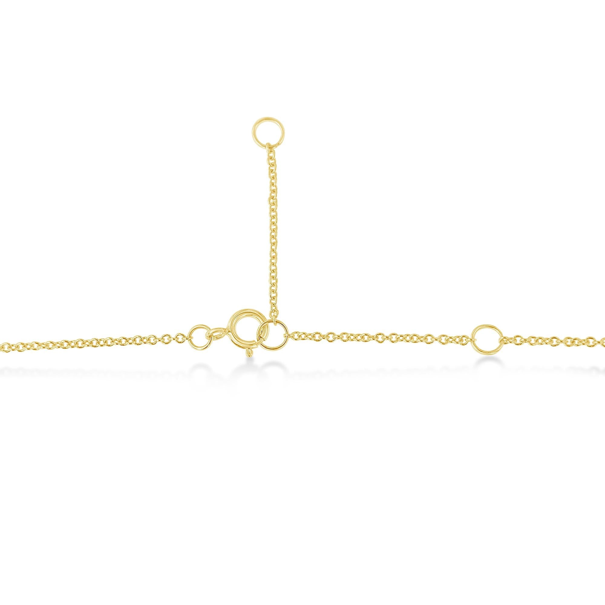 Collar con colgante solitario de oro amarillo de 10 quilates de 1/5 quilates con diamante redondo de talla brillante engastado en bisel, de 40,6 a 45,7 cm (color HI, claridad SI2-I1) - Friggin Jewelry