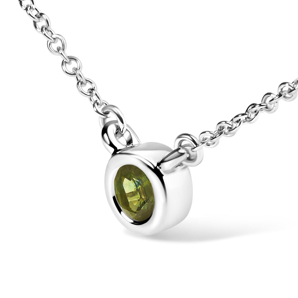14K White Gold 1/2 Cttw Green Lab Grown Diamond Bezel-Set Solitaire 18" Pendant Necklace (Green Color, VS1-VS2 Clarity) - Friggin Jewelry