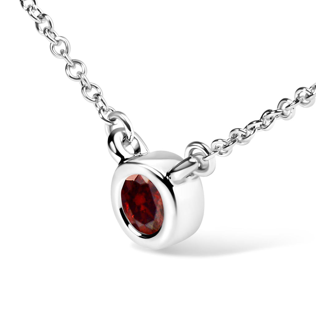 14K White Gold 1/2 Cttw Red Lab Grown Diamond Bezel-Set Solitaire 18" Pendant Necklace (Red Color, VS1-VS2 Clarity) - Friggin Jewelry