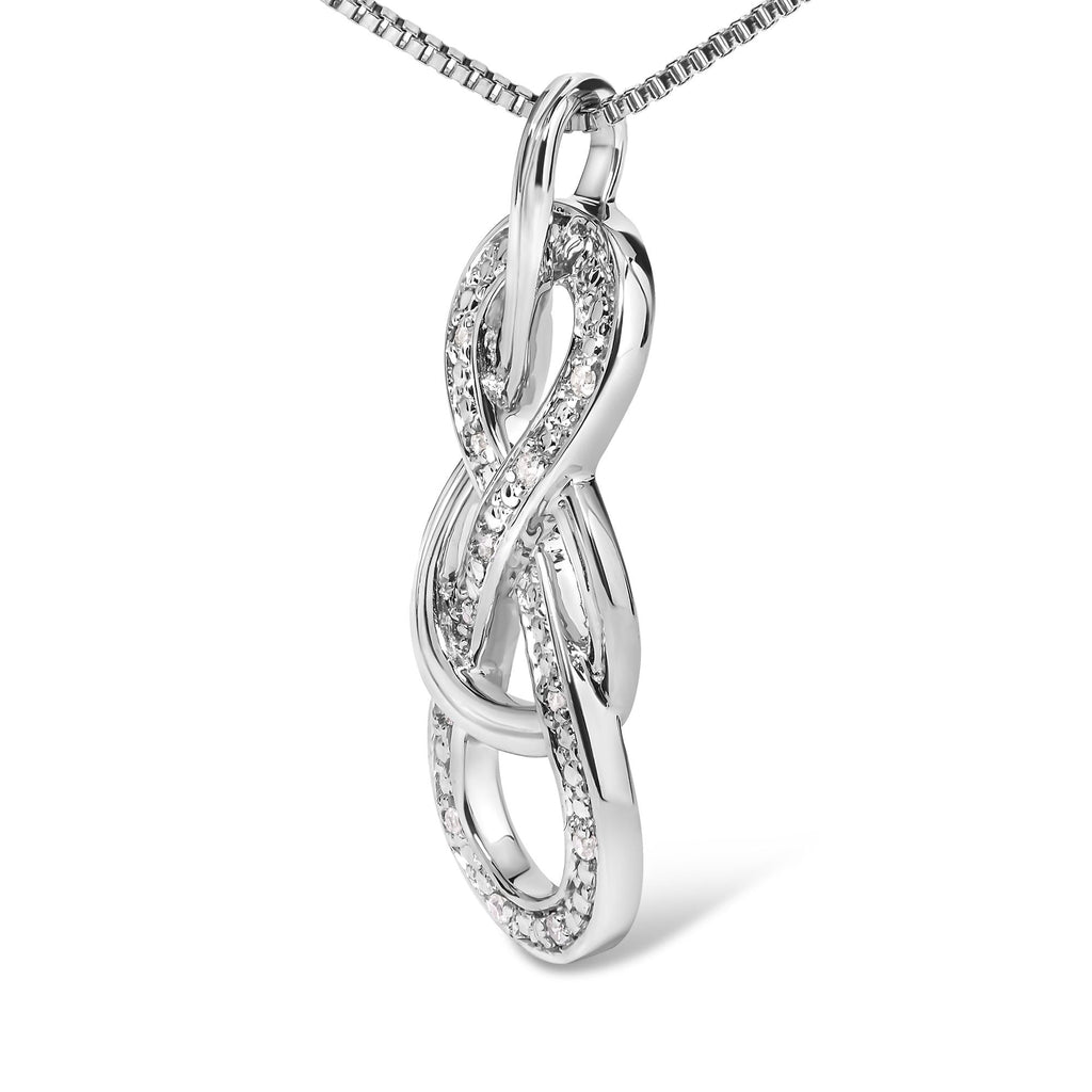 Collar con colgante de infinito entrelazado con detalles de diamantes en plata de ley 925 (color HI, claridad I2-I3) - 45,7 cm - Friggin Jewelry