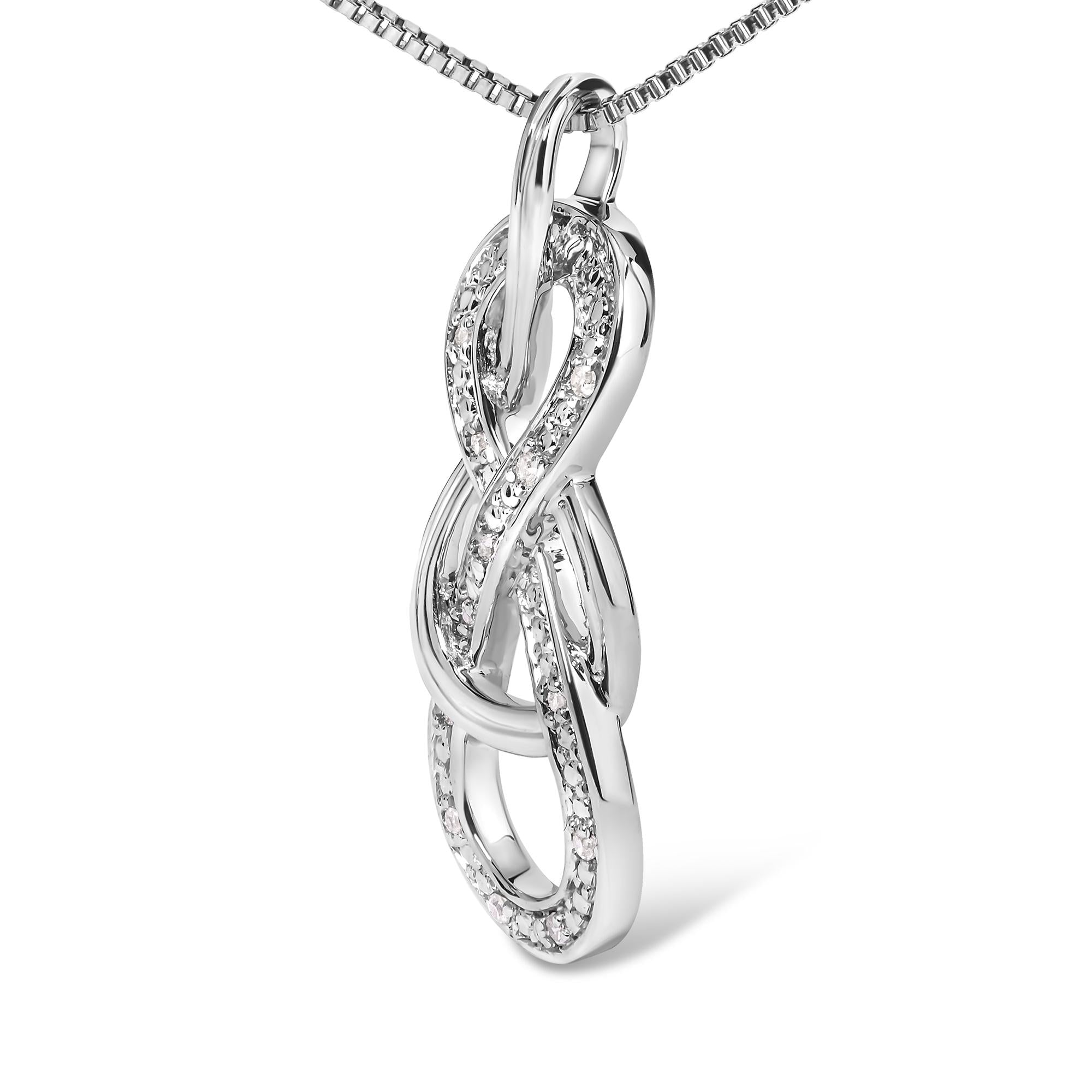 Collar con colgante de infinito entrelazado con detalles de diamantes en plata de ley 925 (color HI, claridad I2-I3) - 45,7 cm - Friggin Jewelry