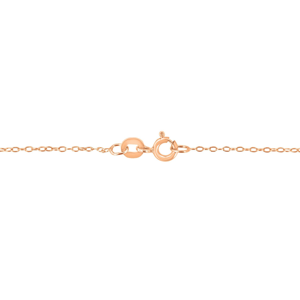Collana con ciondolo regolabile da 16-18" in oro rosa 10K certificato AGS con diamante solitario rotondo da 1/5 ct incastonato su castone (colore HI, purezza VS1-VS2) - Friggin Jewelry
