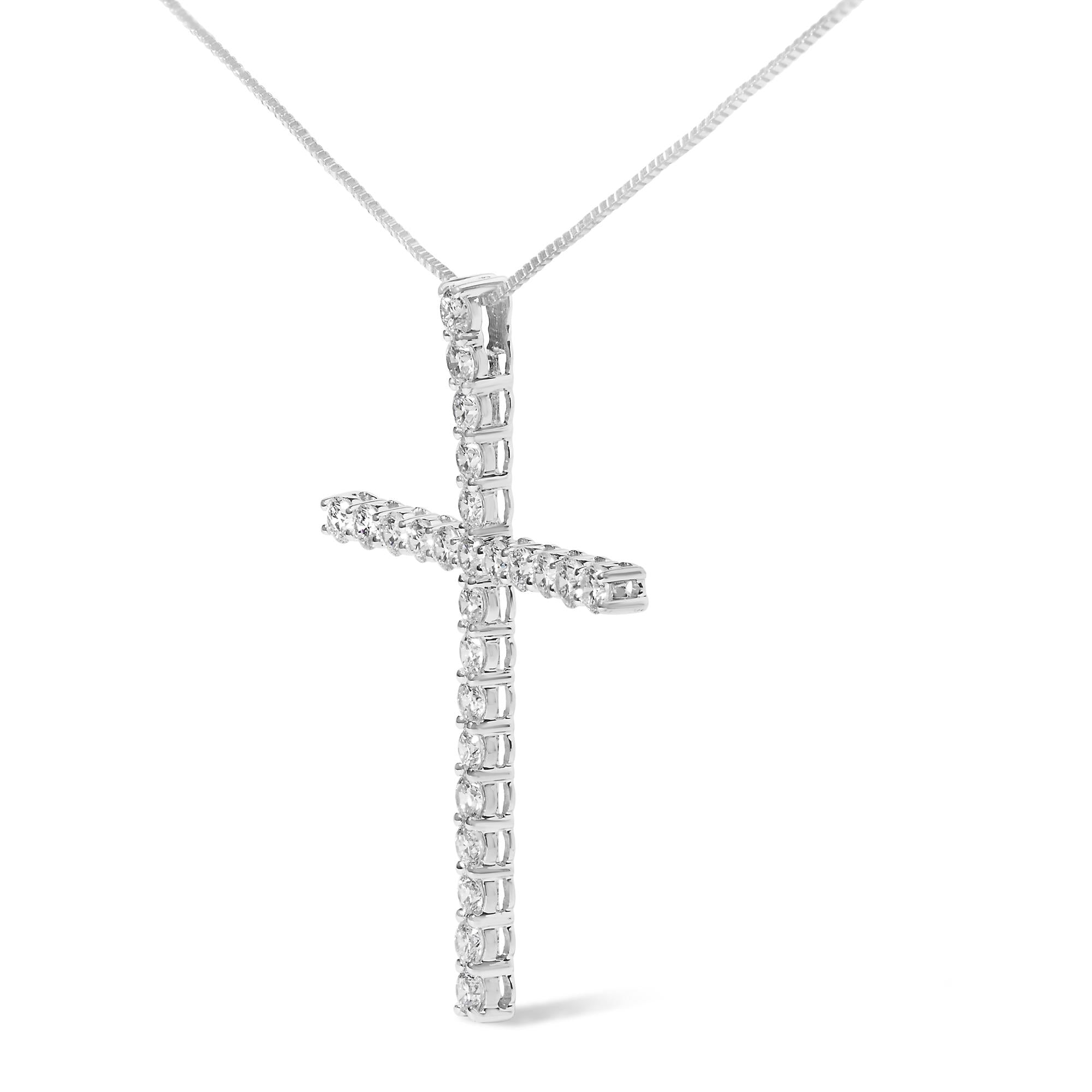 14K White Gold 2.0 Cttw Lab Grown Diamond Cross 18" Inch Pendant Necklace (F-G Color, VS2-SI1 Clarity) - Friggin Jewelry