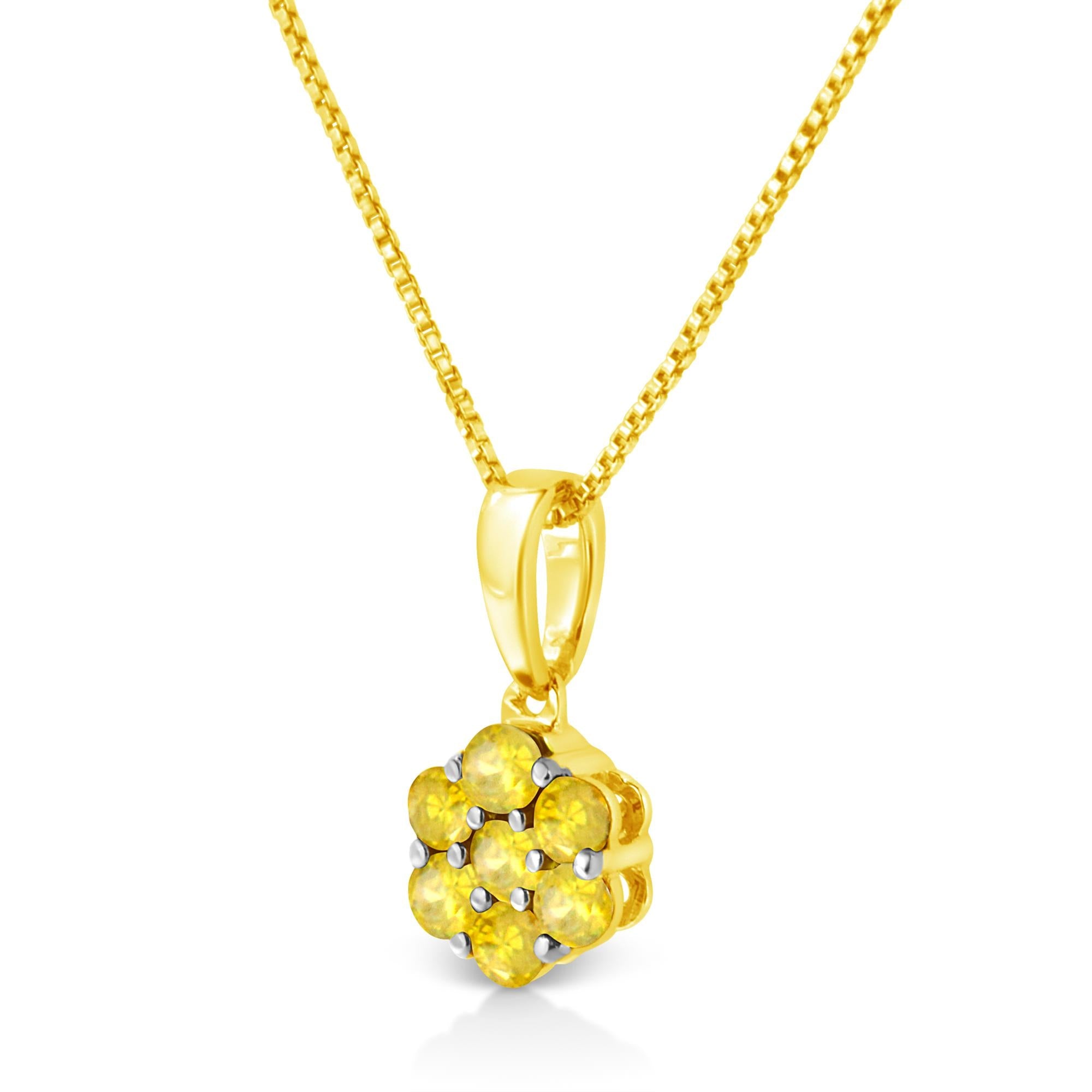 .925 Sterling Silver Prong Set Color Treated Diamond Floral Cluster 18" Pendant Necklace - Friggin Jewelry