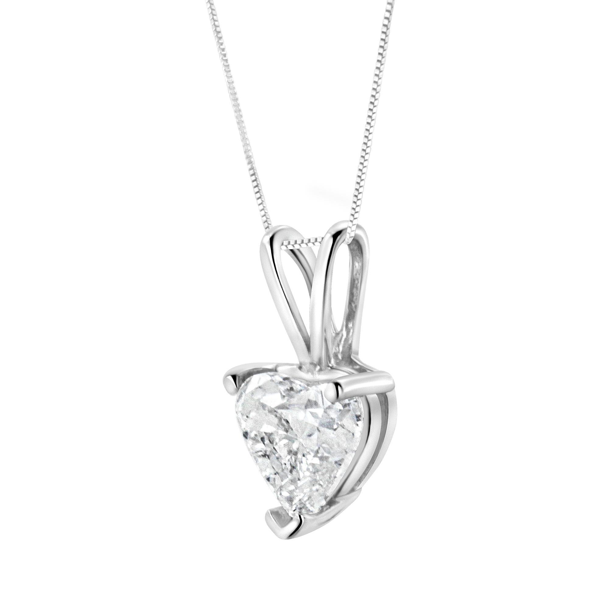 10K White Gold Diamond 3 Stone Trio Heart Stud Earring (I-J Color, I1-I2 Clarity) - Friggin Jewelry