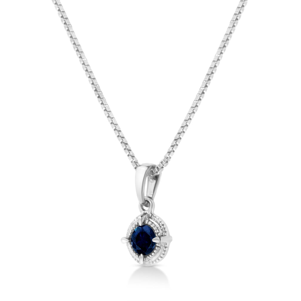 .925 Sterling Silver Treated Color Diamond Solitaire 18" Milgrain Pendant Necklace - Friggin Jewelry