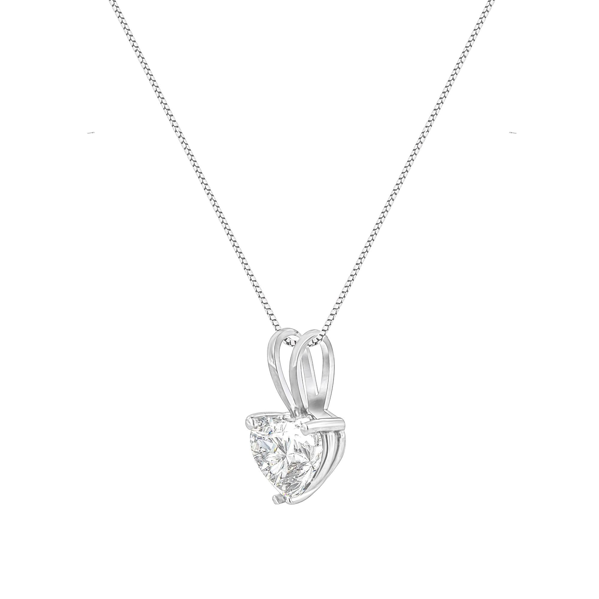 10K White Gold Diamond 3 Stone Trio Heart Stud Earring (I-J Color, I1-I2 Clarity) - Friggin Jewelry