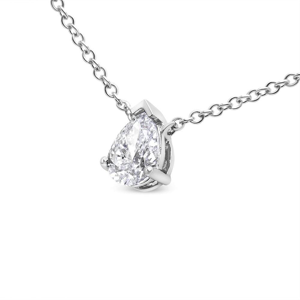 Collar con colgante de pera de 18" con diamantes de 1/2 ct y certificación AGS en oro blanco de 14 quilates (color HI, claridad VS2-SI1) - Friggin Jewelry