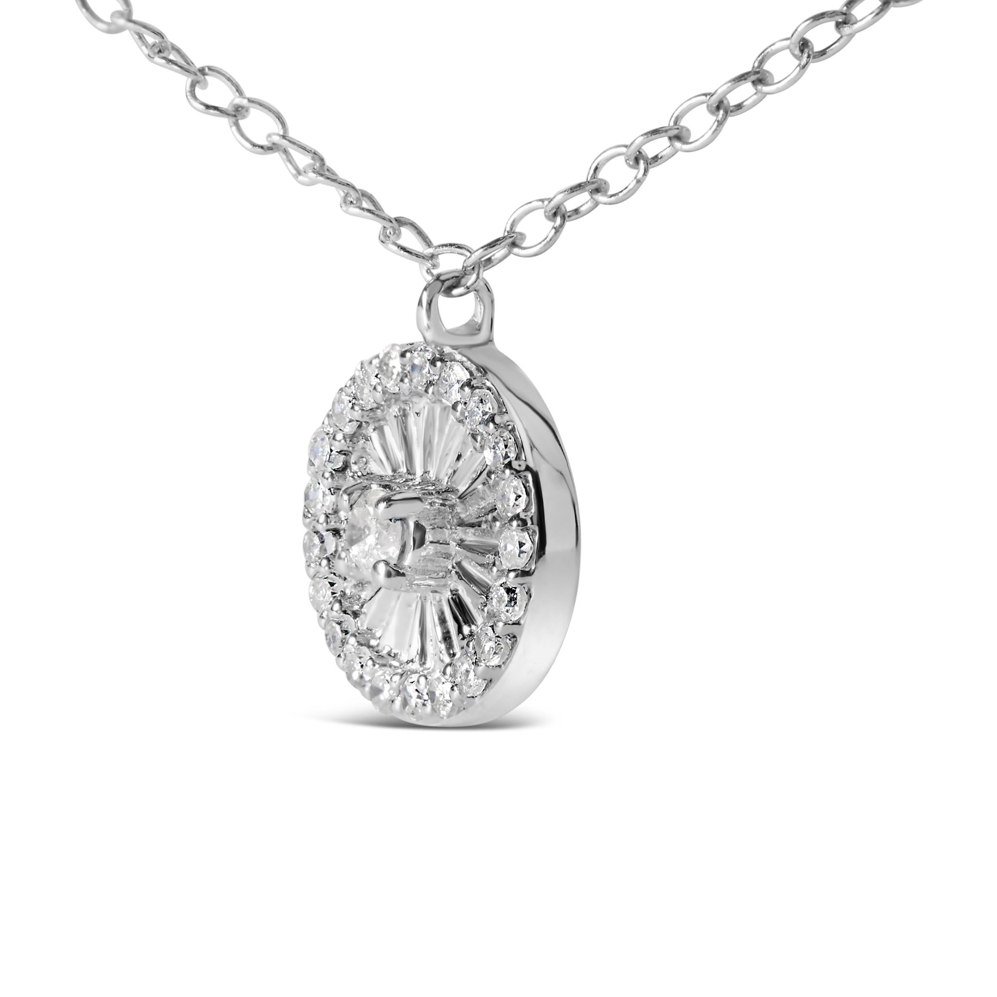 .925 Sterling Silver 1/6 Cttw Diamond Wheel and Spoke Pendant Necklace (H-I Color, I2-I3 Clarity) - 18" - Friggin Jewelry