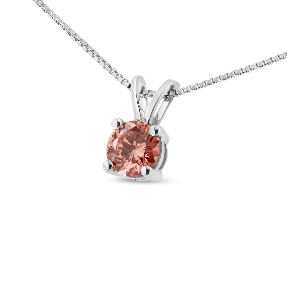 14K White Gold 1/4 Cttw Round Brilliant Cut Lab Grown Diamond 4-Prong Solitaire Pendant Necklace - Friggin Jewelry