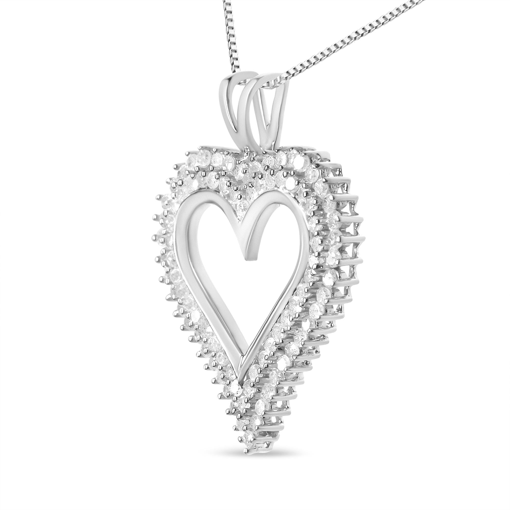 .925 Sterling Silver Diamond Heart 18" Pendant Necklace (I-J Color, I2-I3 Clarity) - Friggin Jewelry