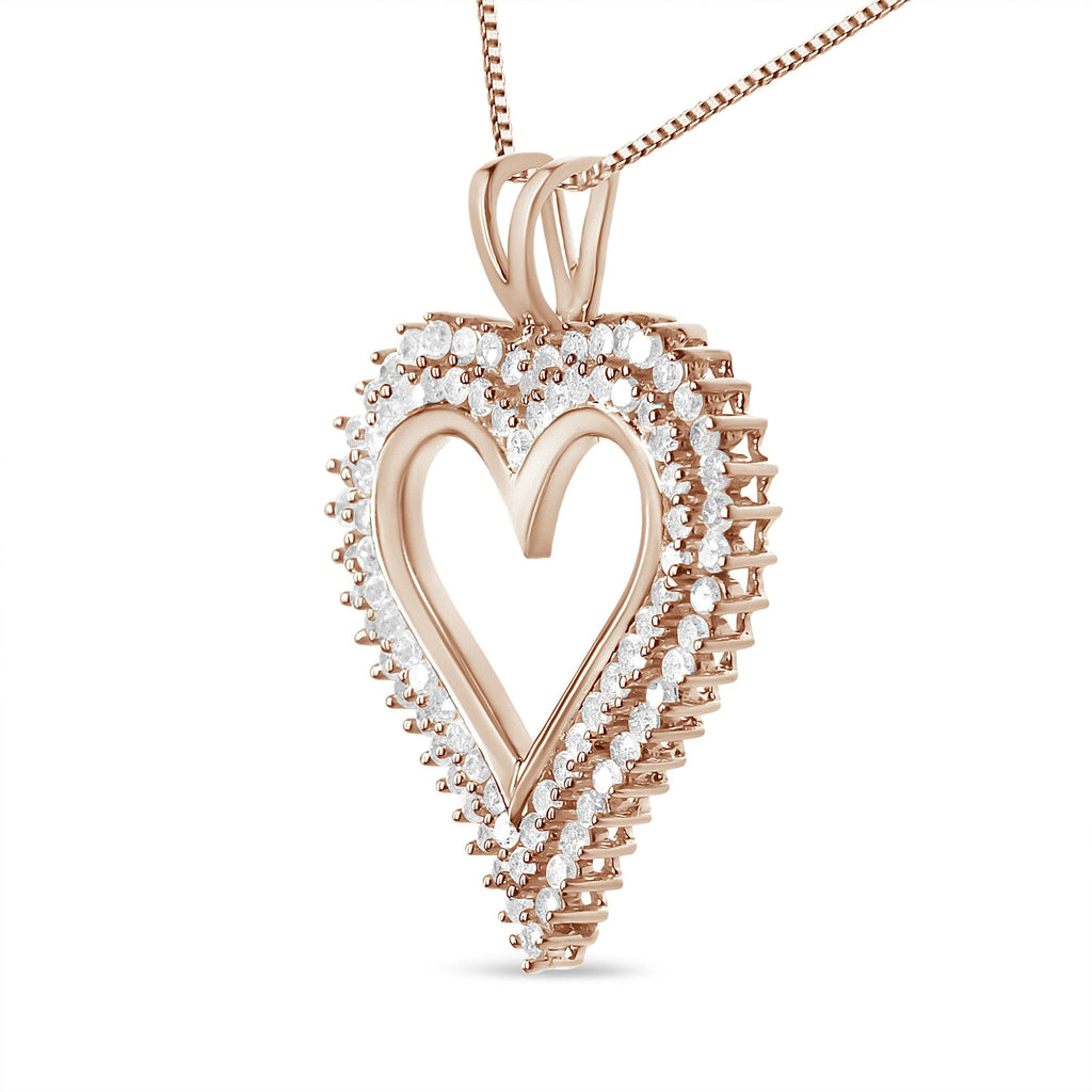 .925 Sterling Silver Diamond Heart 18" Pendant Necklace (I-J Color, I2-I3 Clarity) - Friggin Jewelry