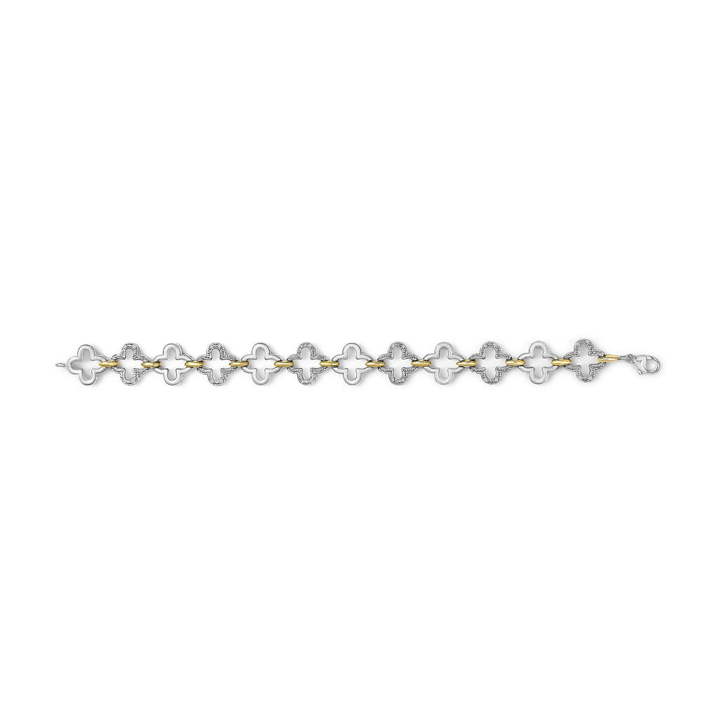 Pulsera de tenis de moda en plata de ley bicolor .925 con diamantes redondos naturales de 1/10 quilates (color IJ, claridad I1-I2) - 18 cm - Friggin Jewelry