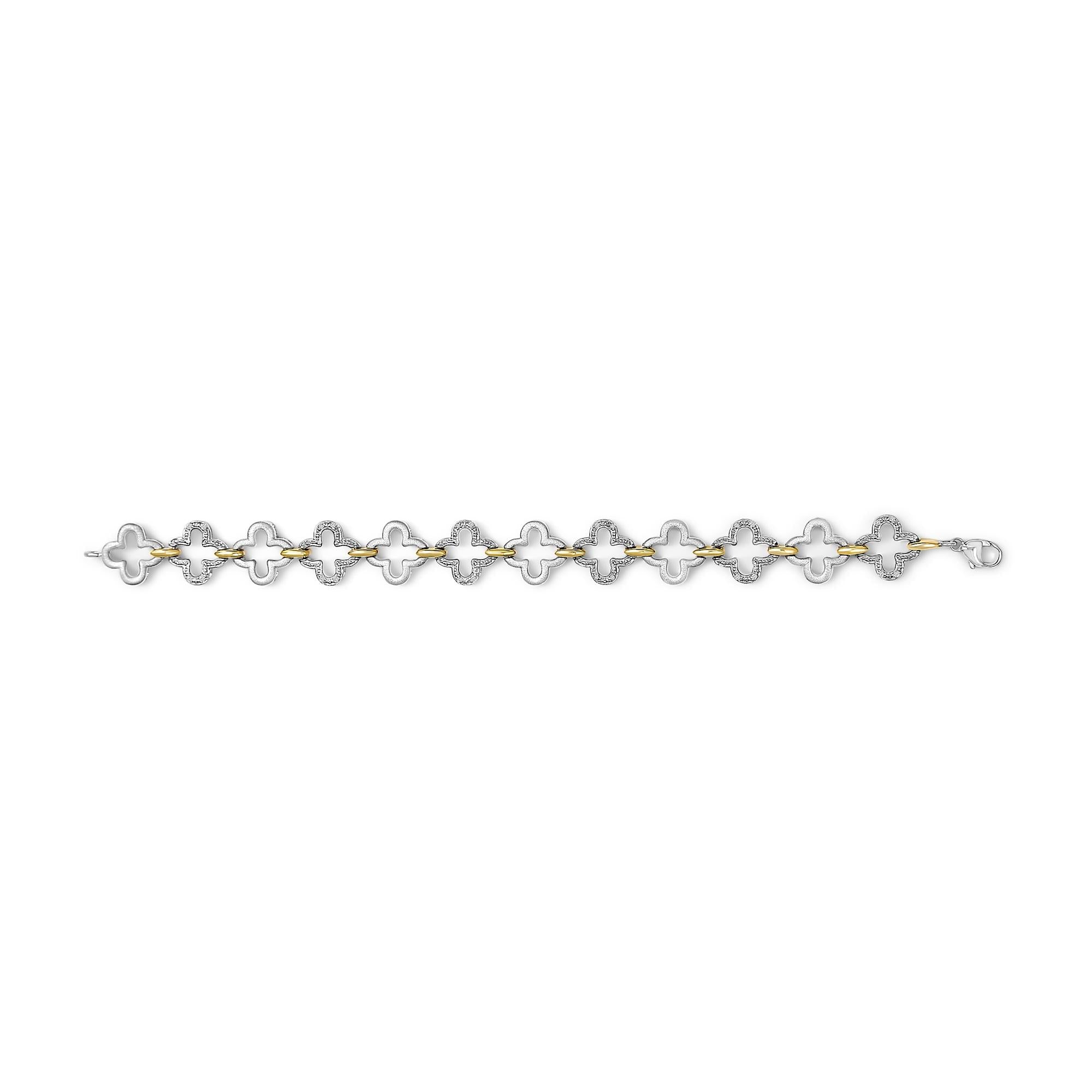 Pulsera de tenis de moda en plata de ley bicolor .925 con diamantes redondos naturales de 1/10 quilates (color IJ, claridad I1-I2) - 18 cm - Friggin Jewelry