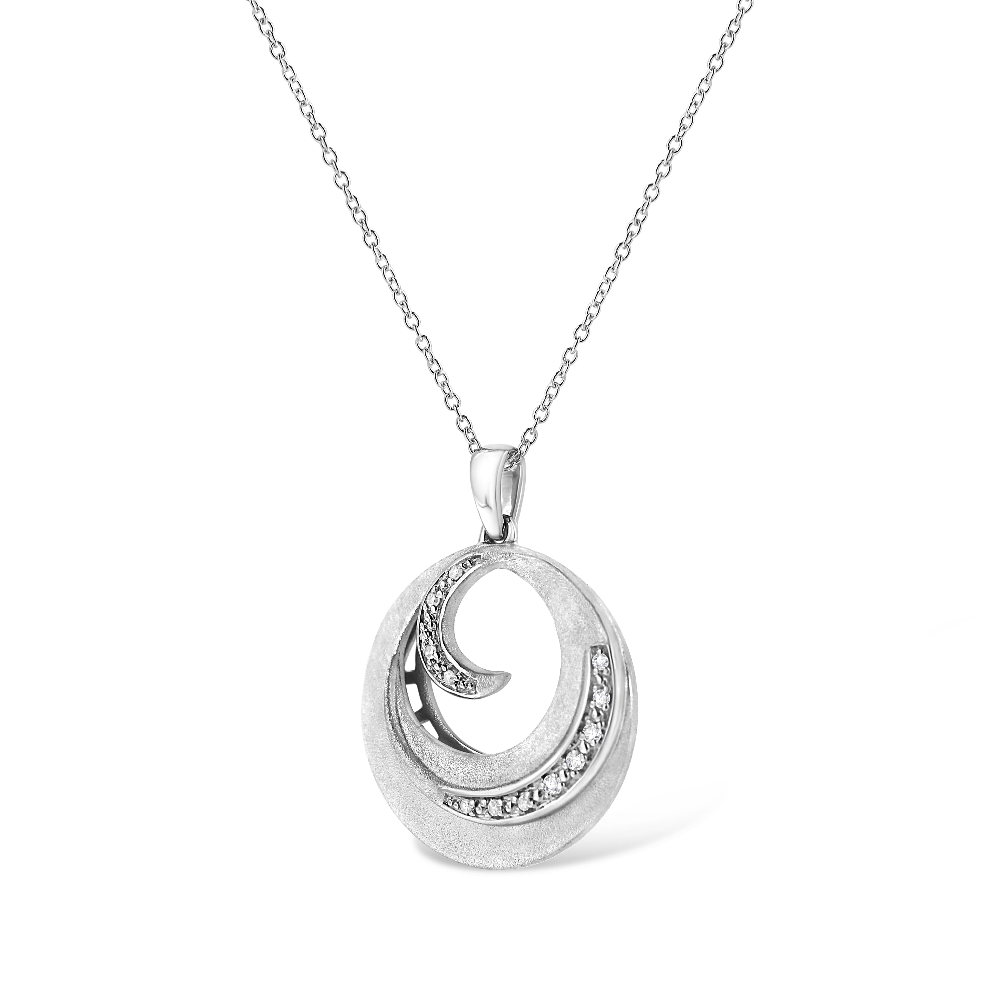 Collar con colgante circular de 45 cm en plata de ley 925 con detalles de diamantes engastados en pavé (color IJ, claridad I1-I2) - Friggin Jewelry