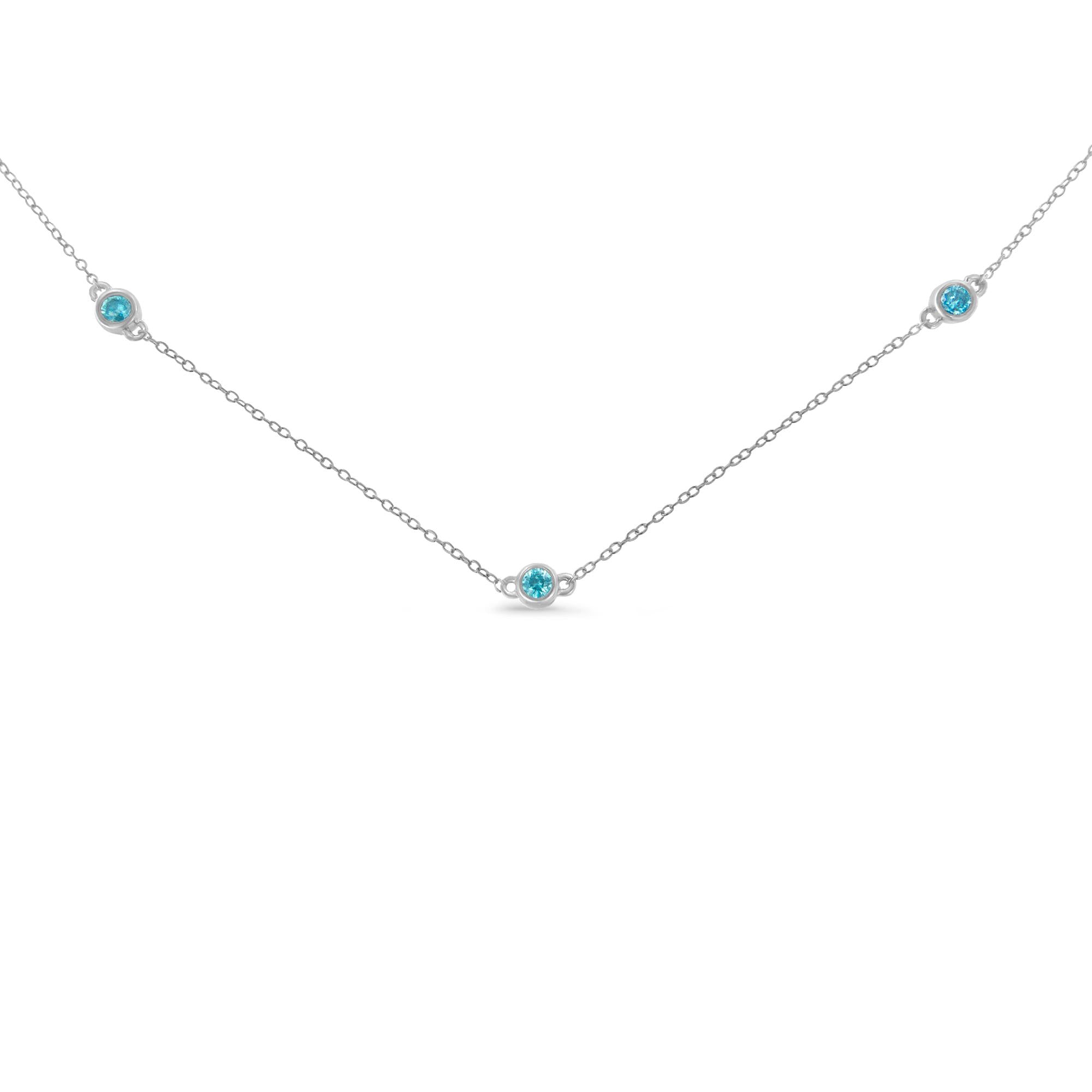 Collar de diamantes por yarda en plata de ley (1/2 ct, color azul, claridad I2-I3) - Friggin Jewelry