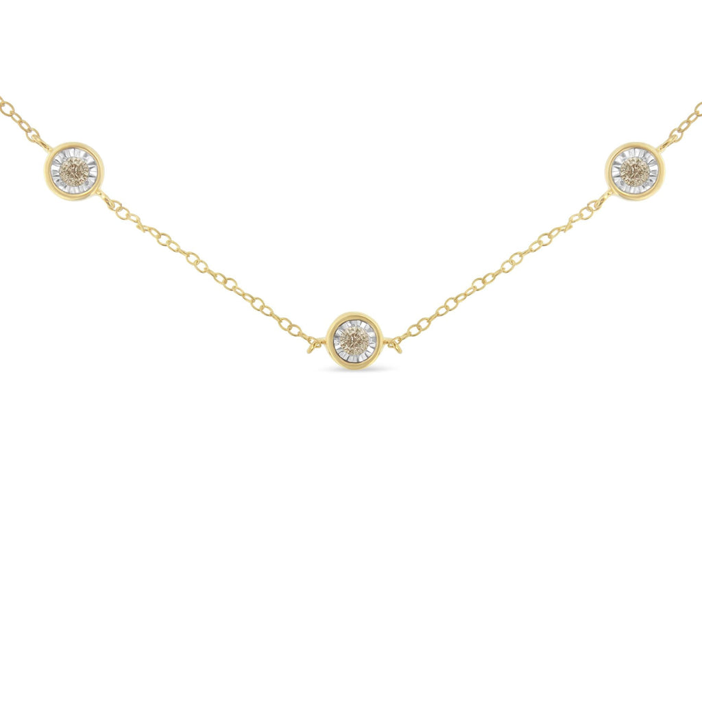 Sterling Silver Diamond Station Necklace (1/2 cttw, K-L Color, I2-I3 Clarity) - Friggin Jewelry