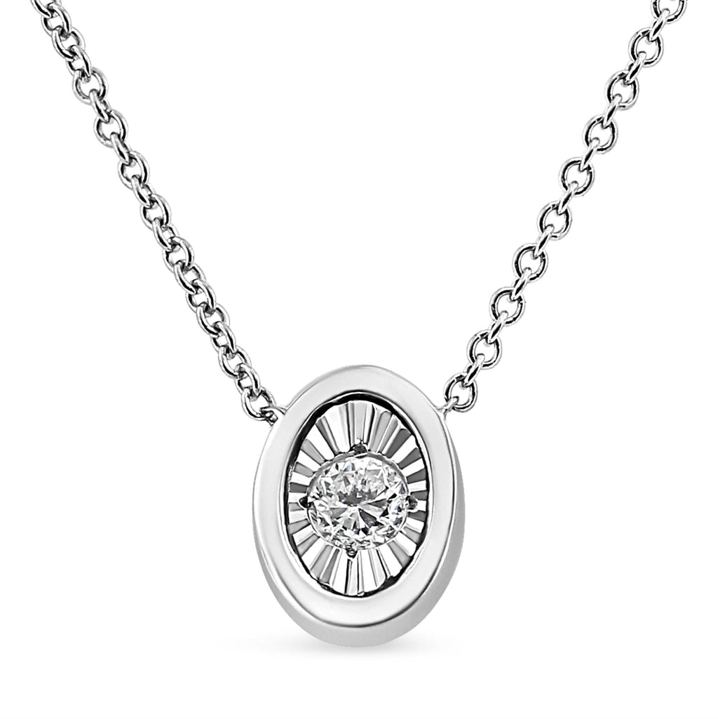 10K White Gold 1/10 Cttw Miracle Set Round-Cut Diamond 18" Pendant Necklace - Choice of Shape - Friggin Jewelry