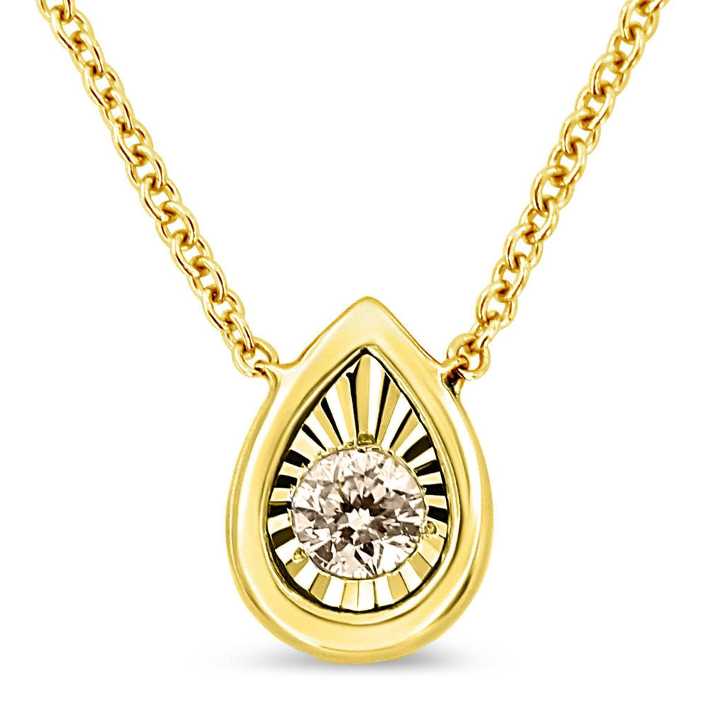 Collar con colgante de 45,7 cm en plata de ley 925 bañada en oro amarillo de 10 quilates y diamantes redondos engastados milagrosos de 1/10 quilates (formas a elegir) - Friggin Jewelry