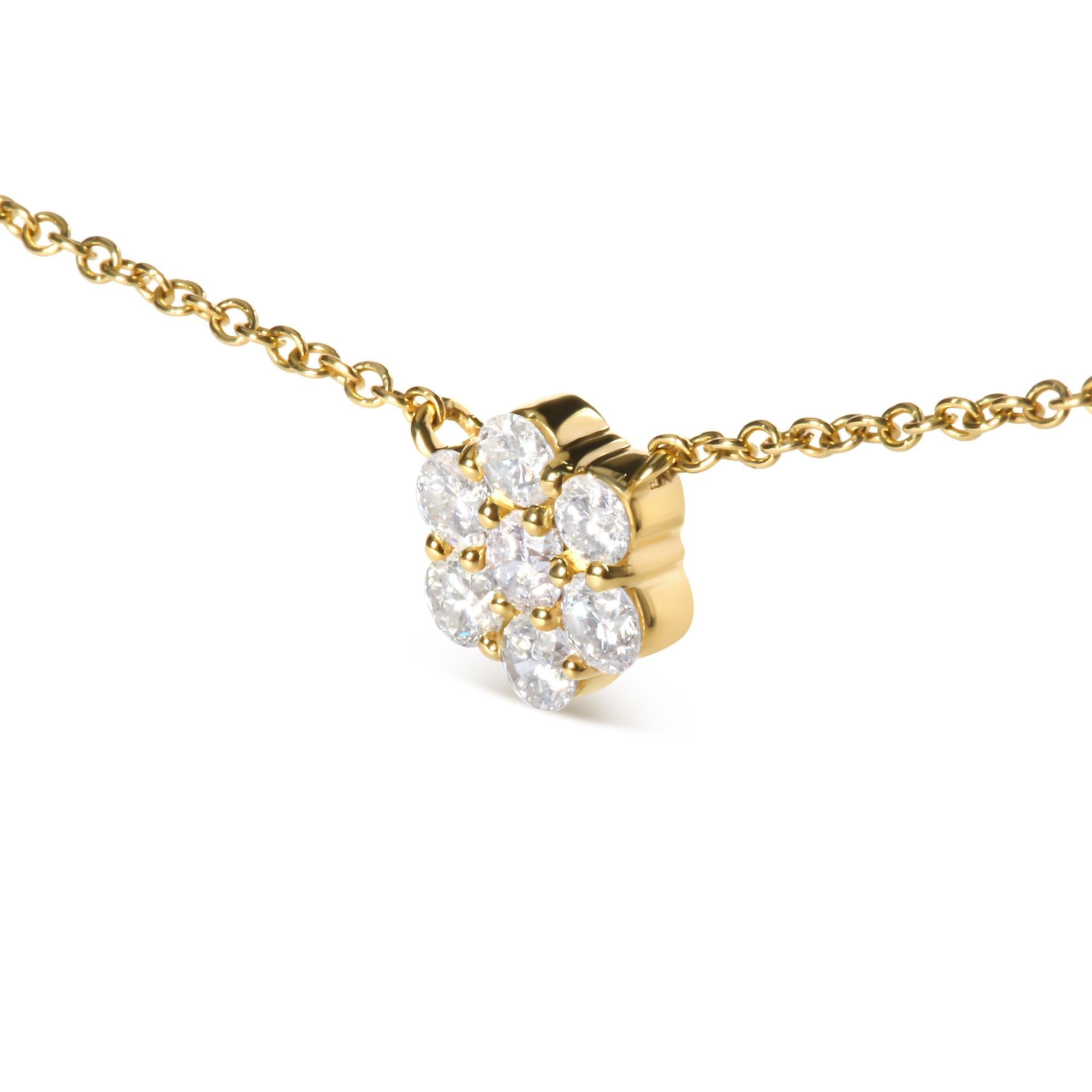 Collana da 18" con diamanti a grappolo da 2,00 ct in oro giallo 14 carati (colore IJ, purezza I1-I2) - Friggin Jewelry