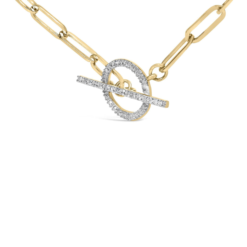 Collar de oro amarillo de 14 quilates con diamantes de 1/4 ct y cierre de palanca con clip (color IJ, claridad I1-I2) - 45,7 cm - Friggin Jewelry